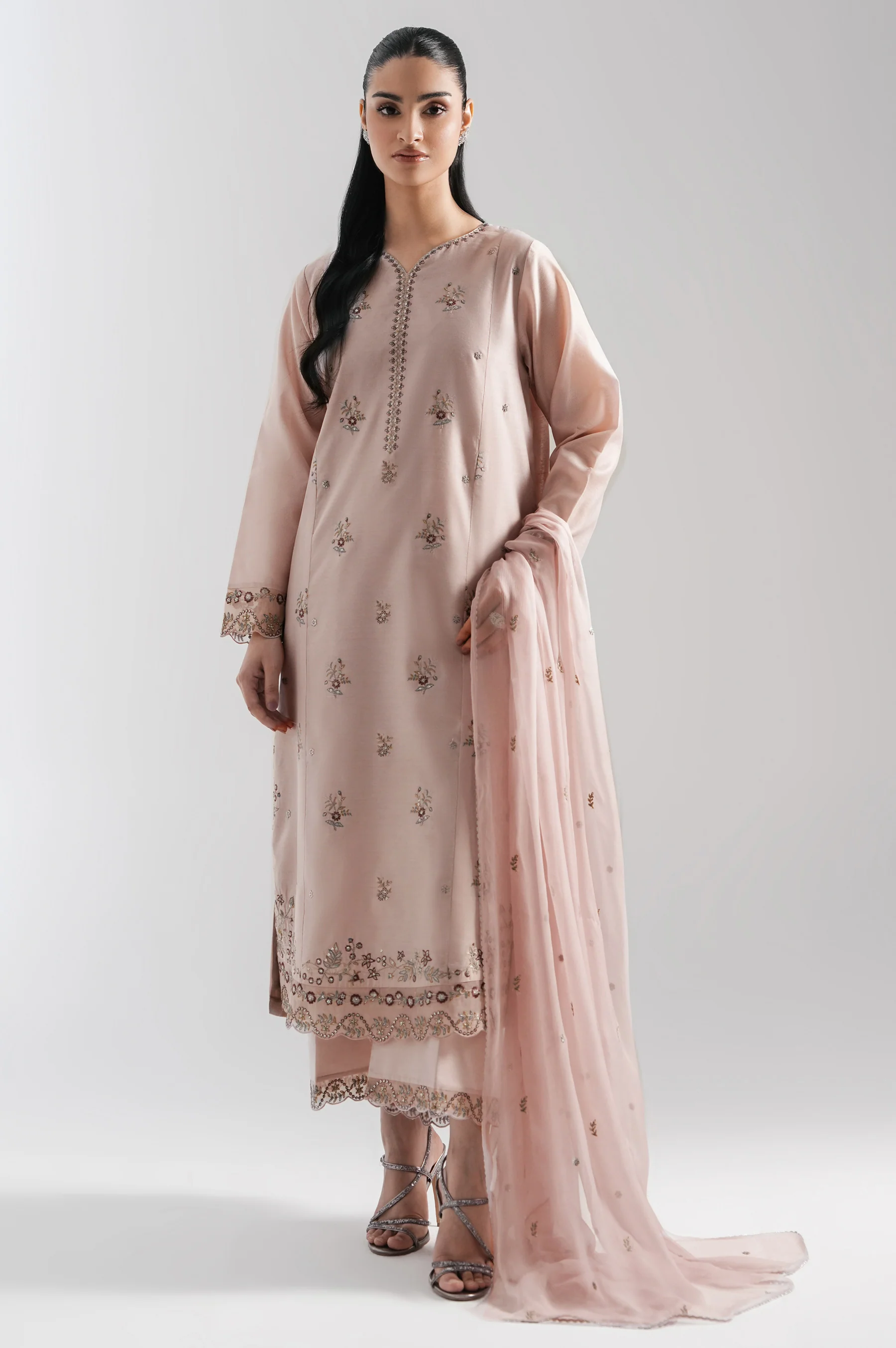 EMBROIDERED COTTON NET STITCHED SHIRT BOTTOM