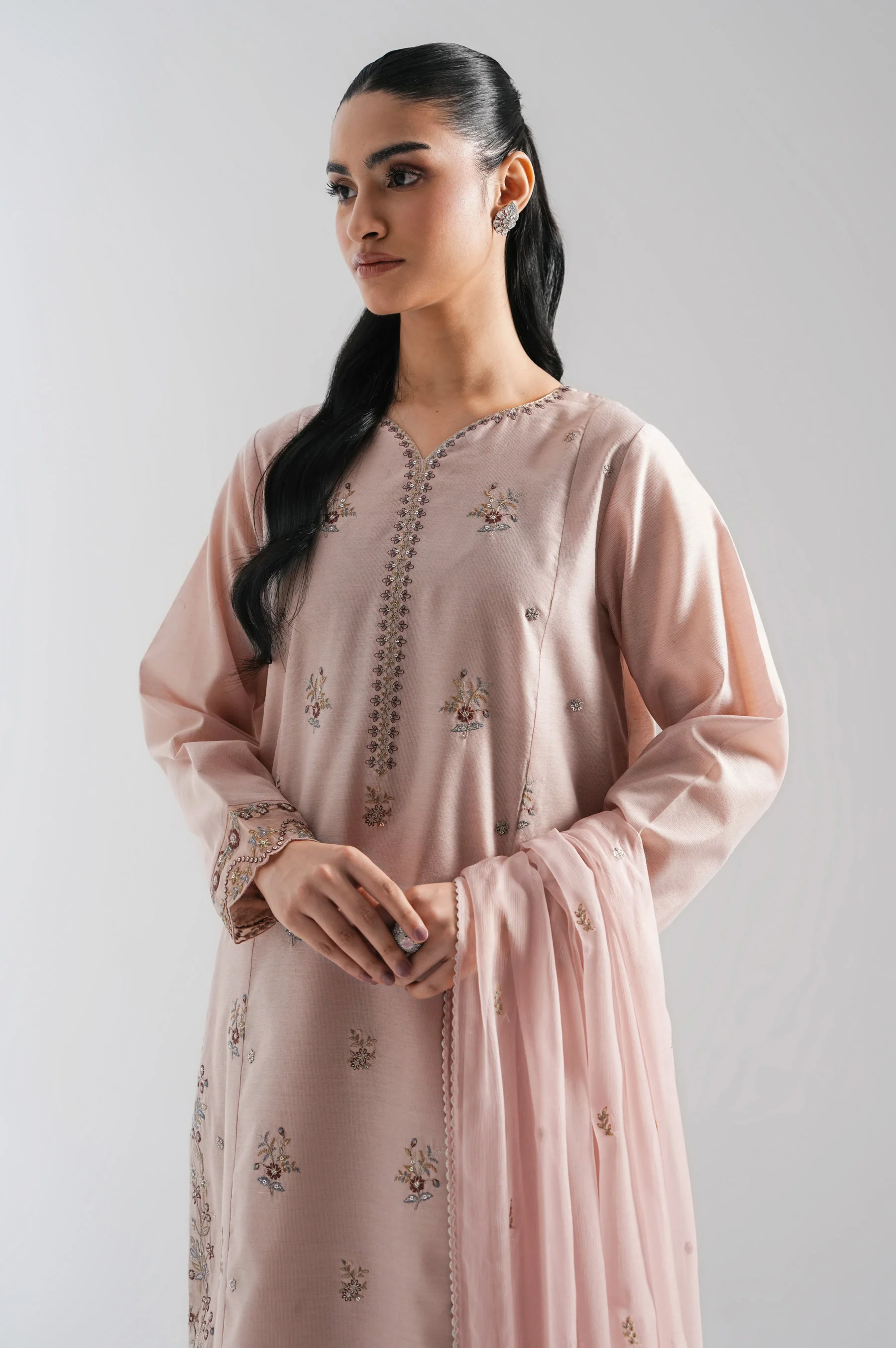 EMBROIDERED COTTON NET STITCHED SHIRT BOTTOM - Image 2