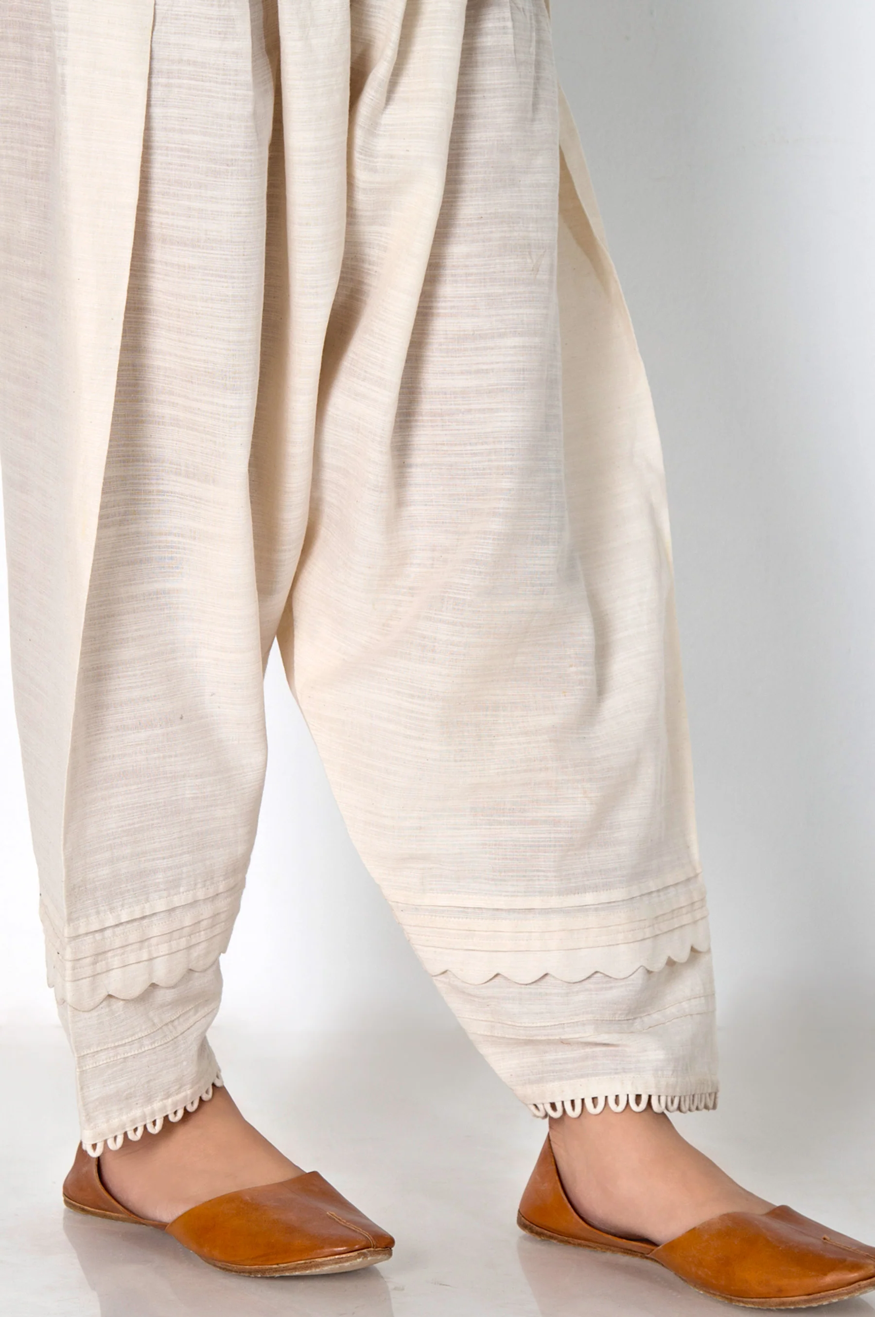 Embroidered Khaddar Shalwar - Off-White - Image 3