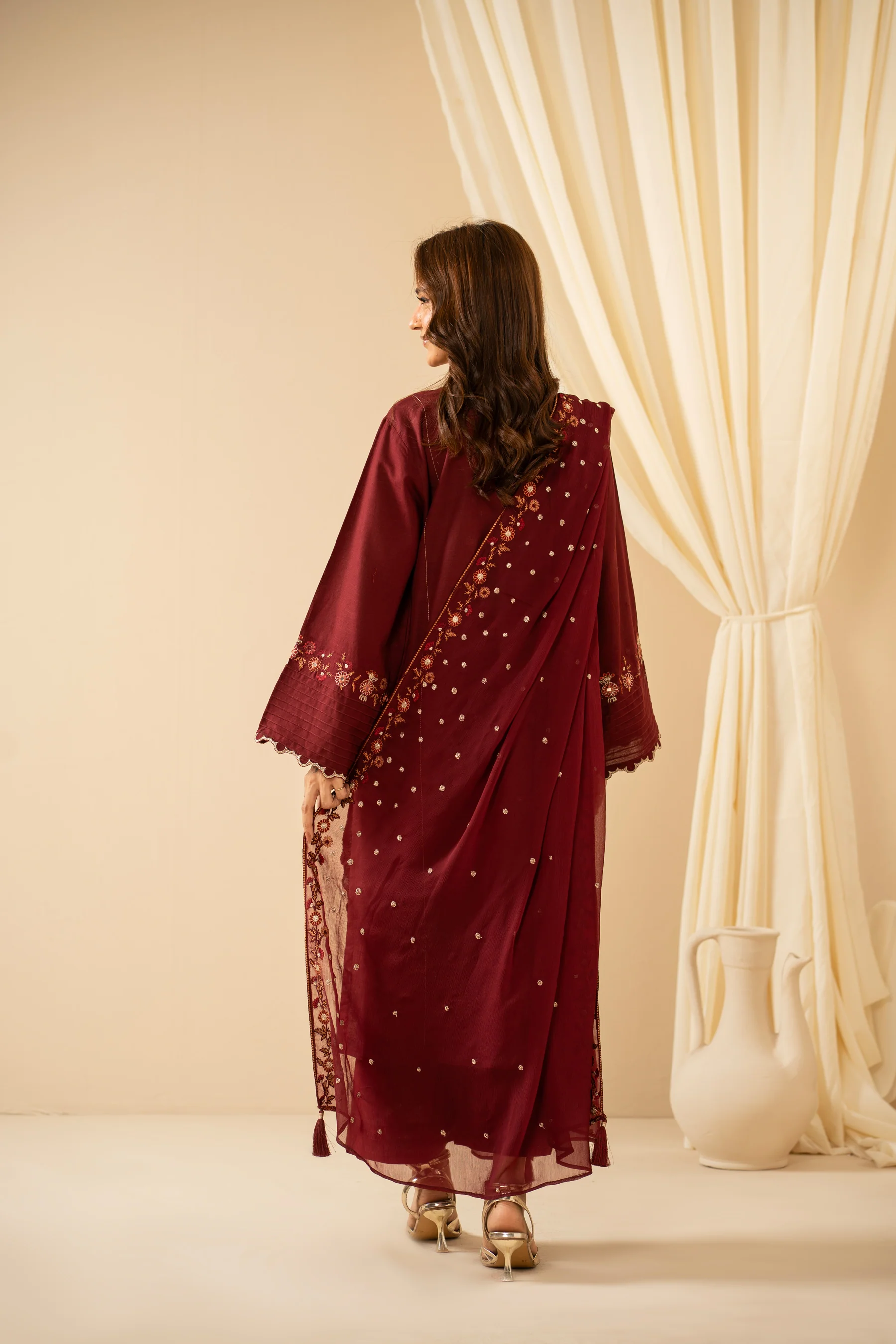 EMBROIDERED KHADDAR STITCHED SHIRT BOTTOM - Image 4