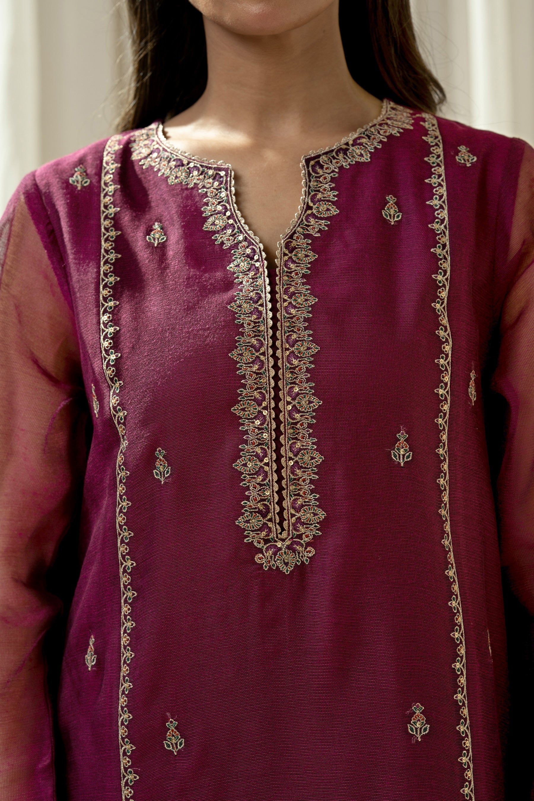 EMBROIDERED KHADDI NET STITCHED 3 PIECE SUIT - Image 2