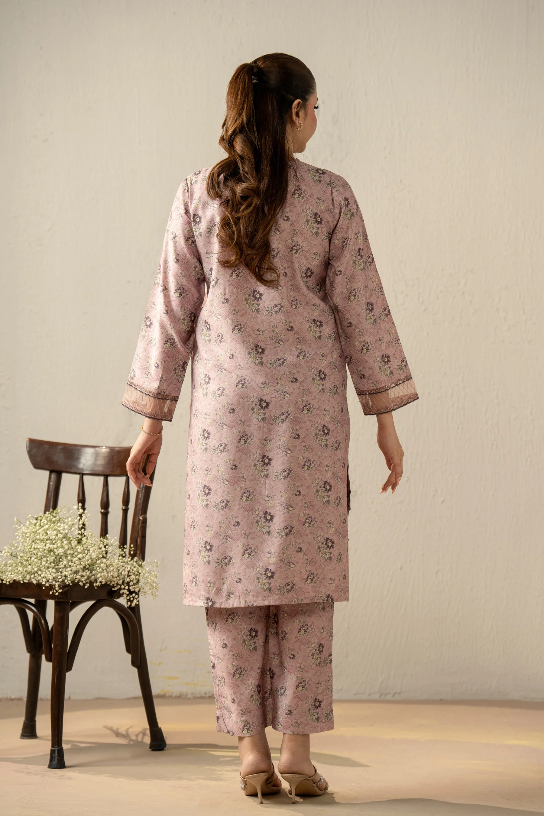 EMBROIDERED ORGANZA STITCHED 2 PIECE SUIT - Image 2