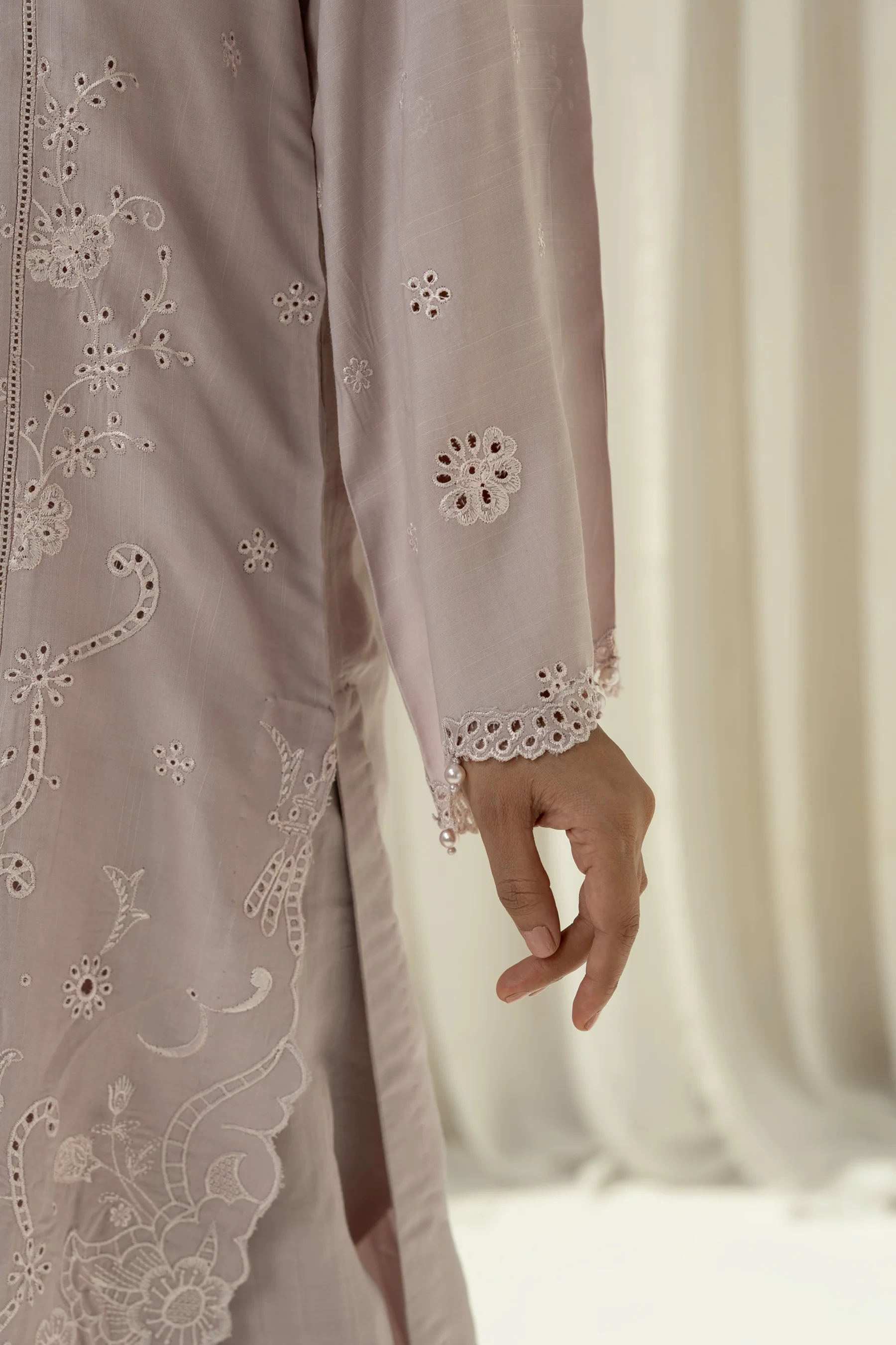 EMBROIDERED RAW SILK STITCHED 2 PIECE SUIT - Image 6