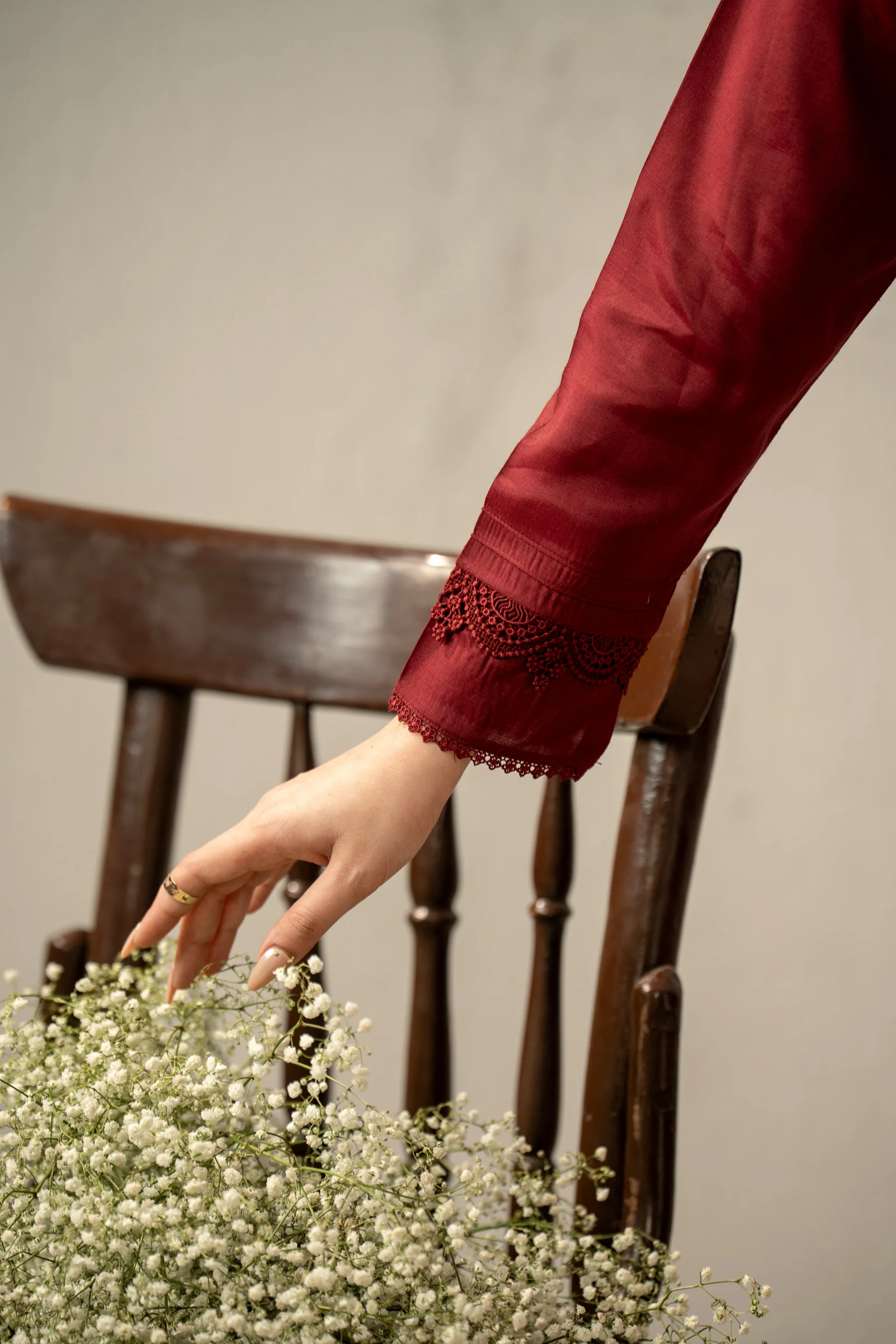 EMBROIDERED RAW SILK STITCHED 3 PIECE SUIT (FACTORY E-OUTLET) - Image 3