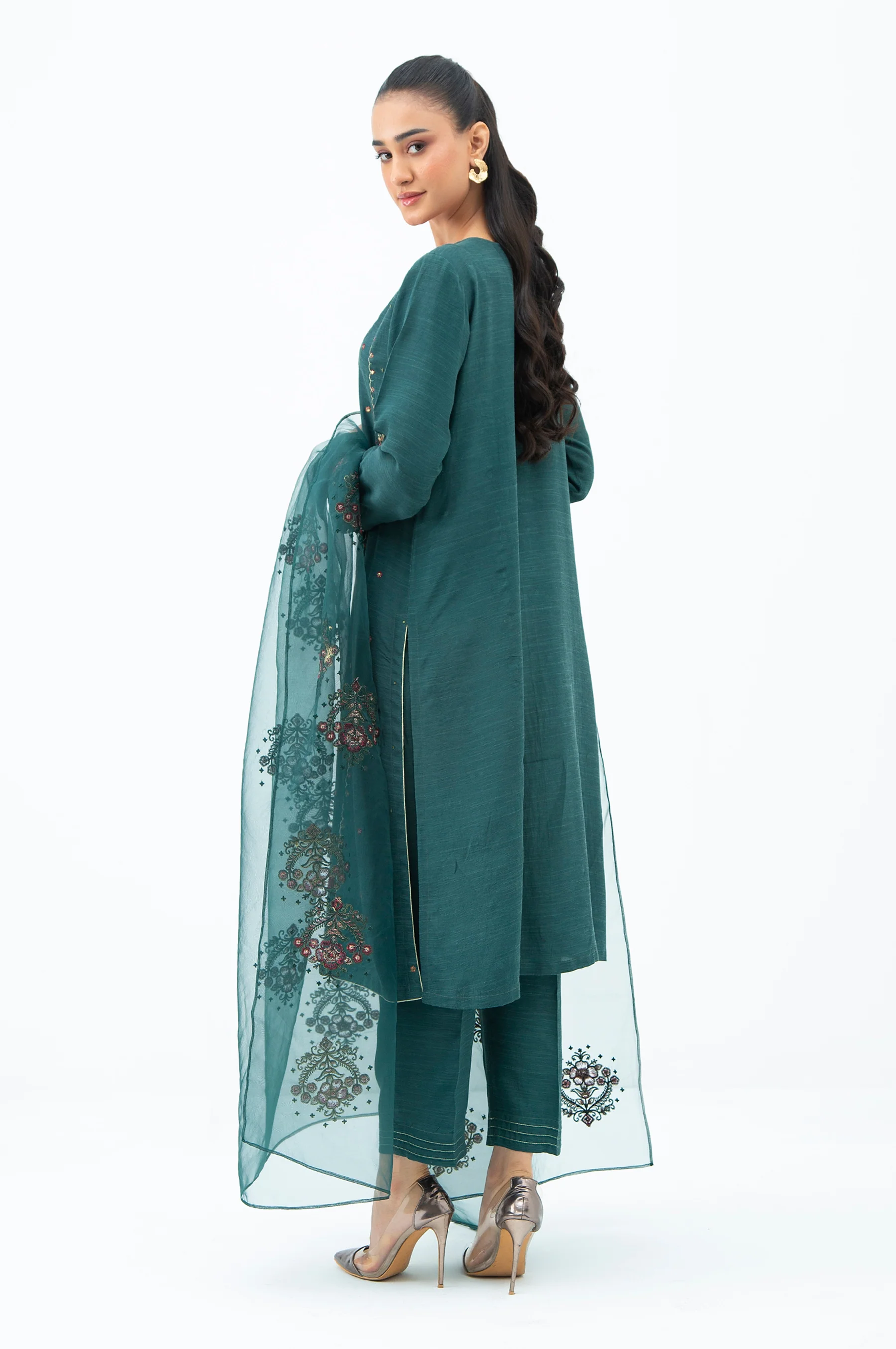 EMBROIDERED RAW SILK STITCHED SHIRT BOTTOM (FACTORY E-OUTLET) - Image 3