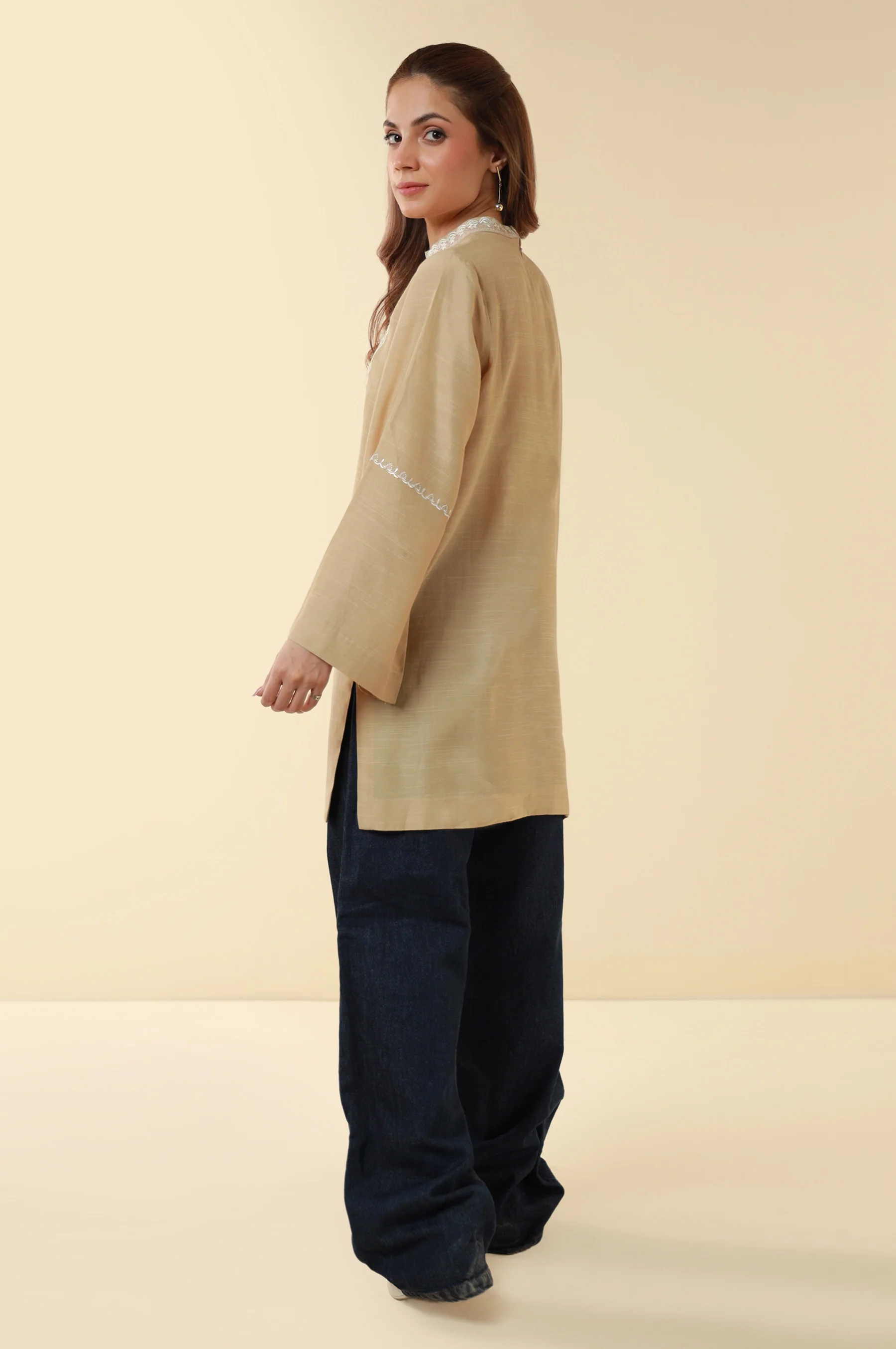 Embroidered Raw Silk Western Top - Image 3