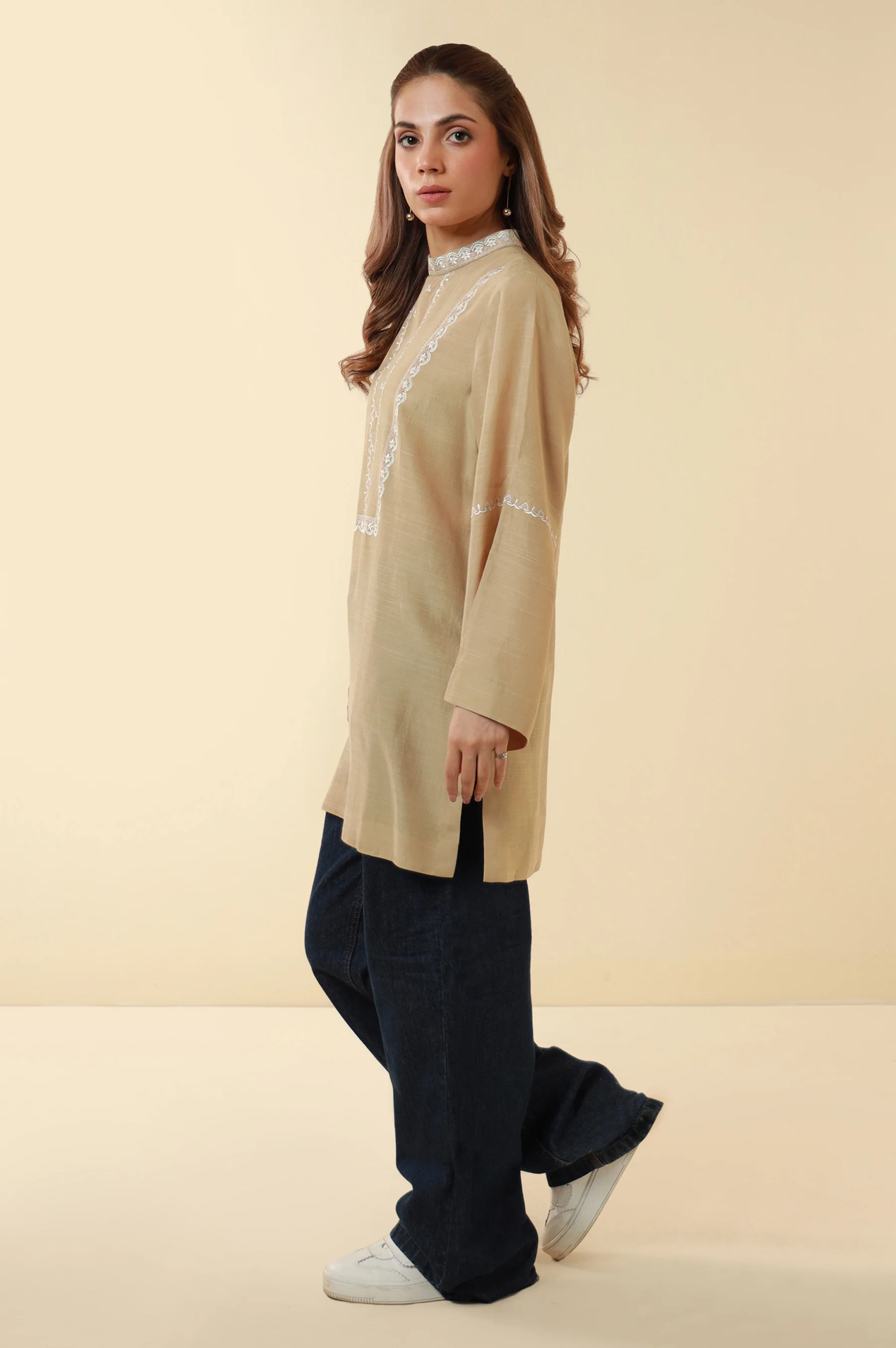 Embroidered Raw Silk Western Top - Image 5