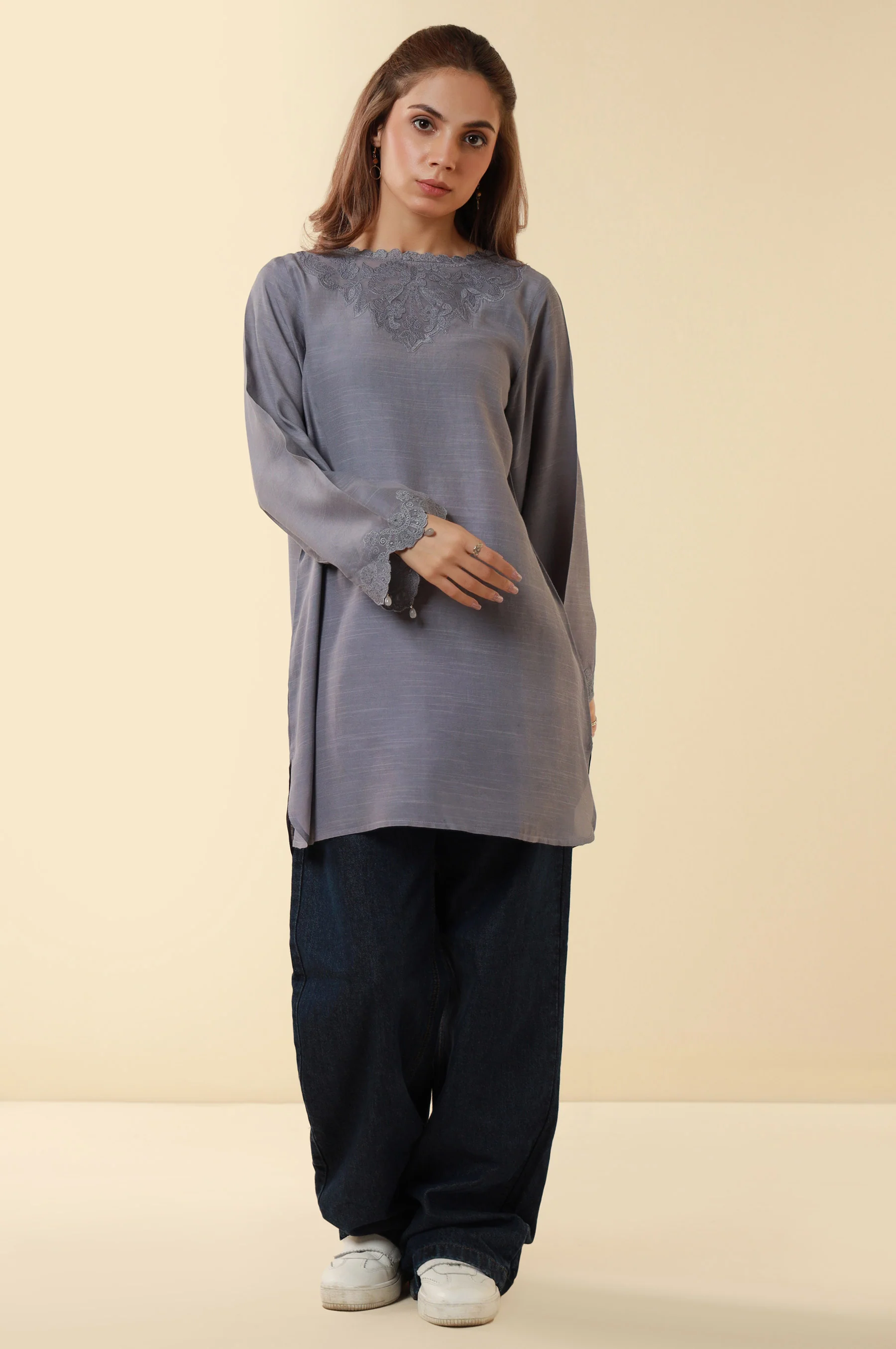 Embroidered Raw Silk Western Top - Image 6