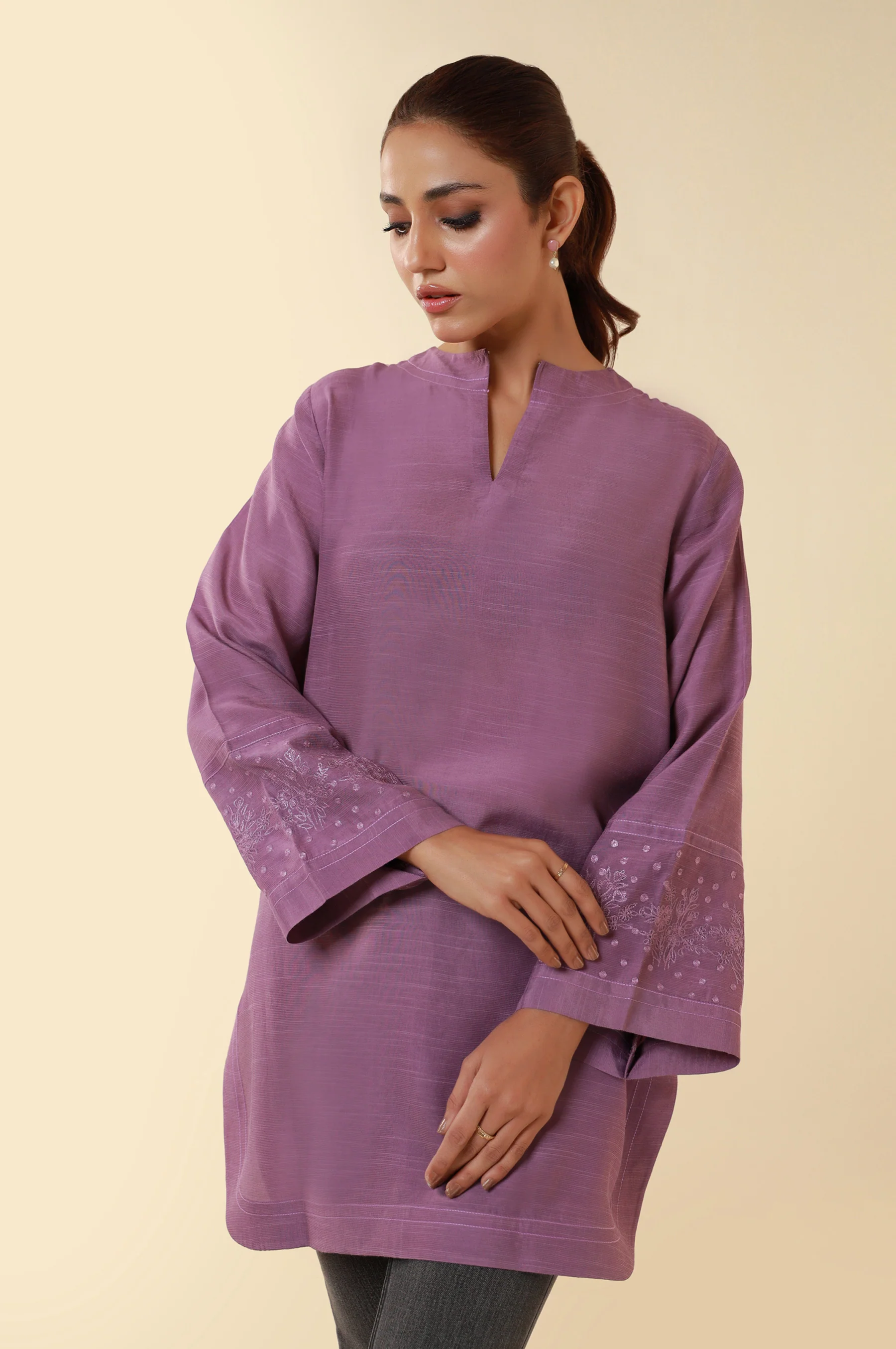 Embroidered Raw Silk Western Top - Image 4