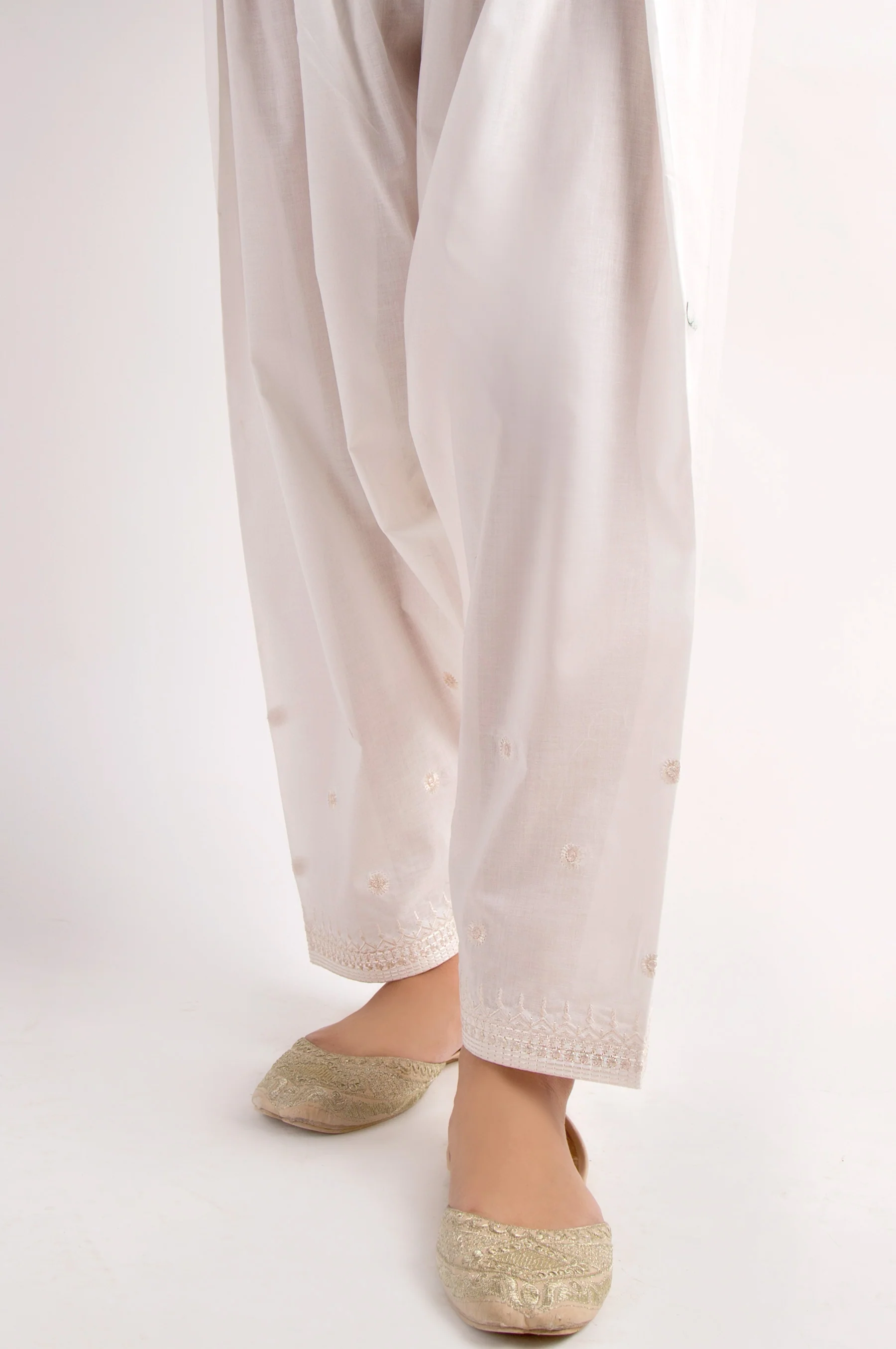 Embroidered Shalwar - Off-White - Image 2
