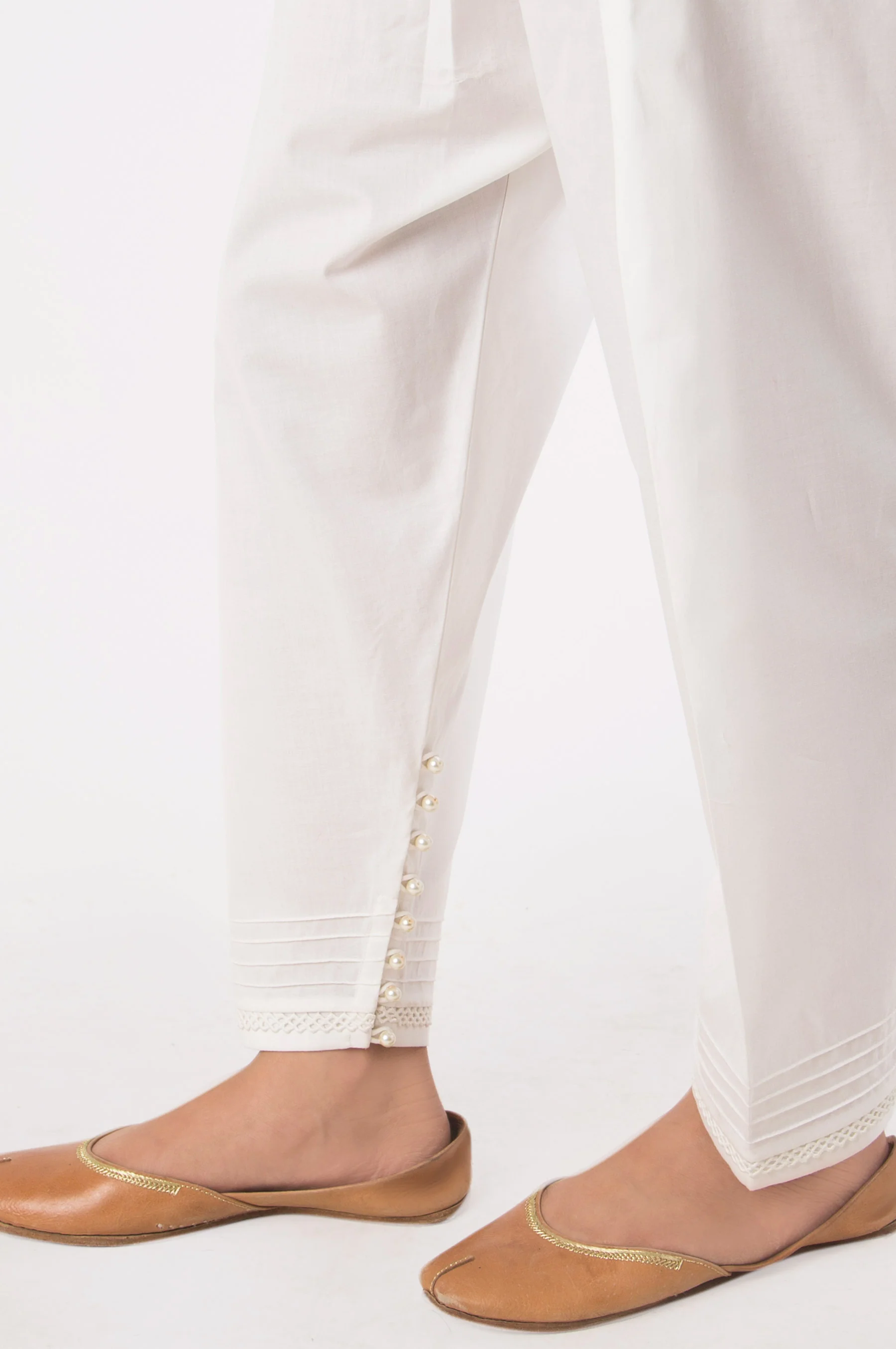 Embroidered Shalwar - White - Image 3