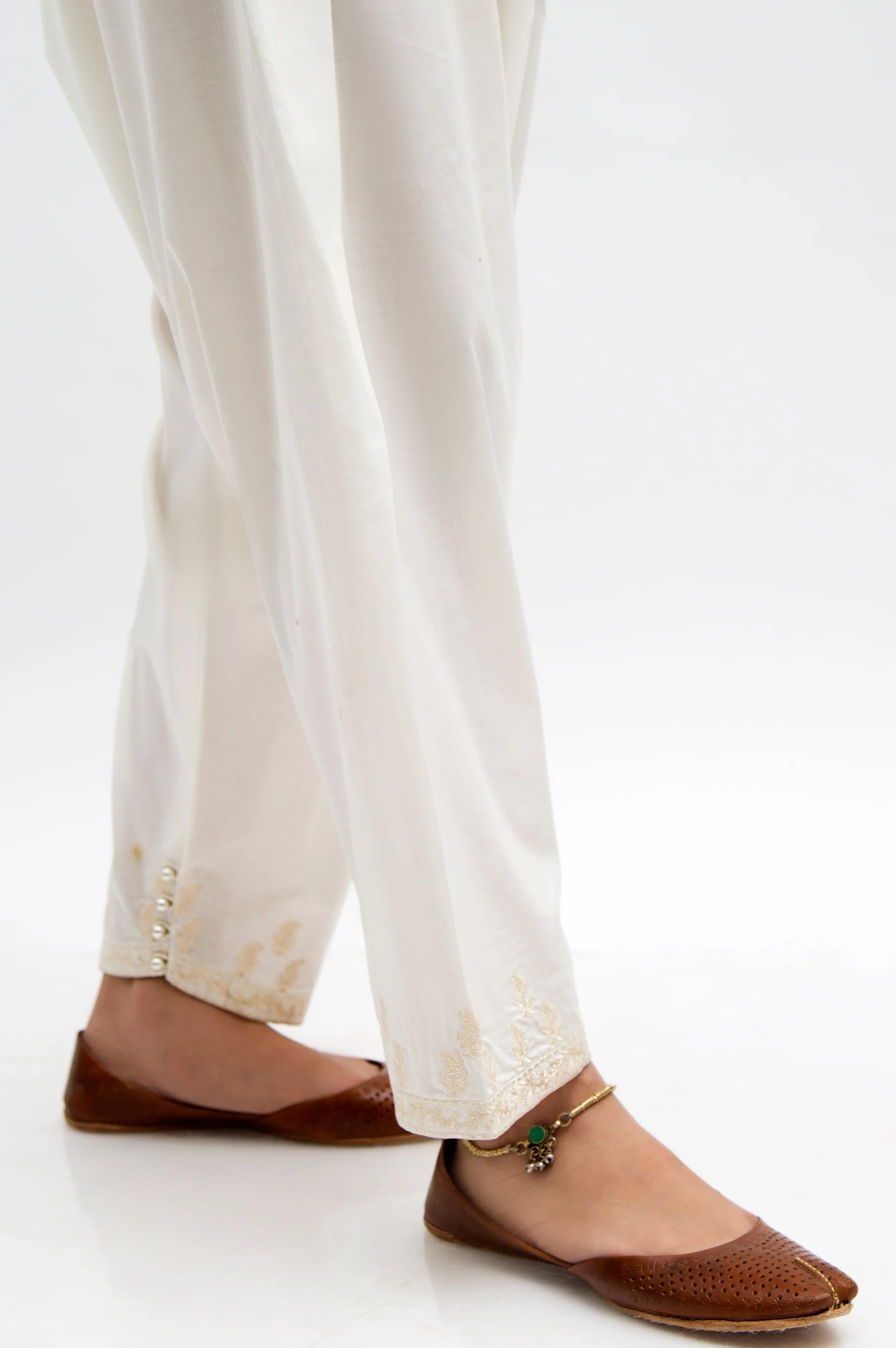 Embroidered Shalwar - Off-White - Image 3