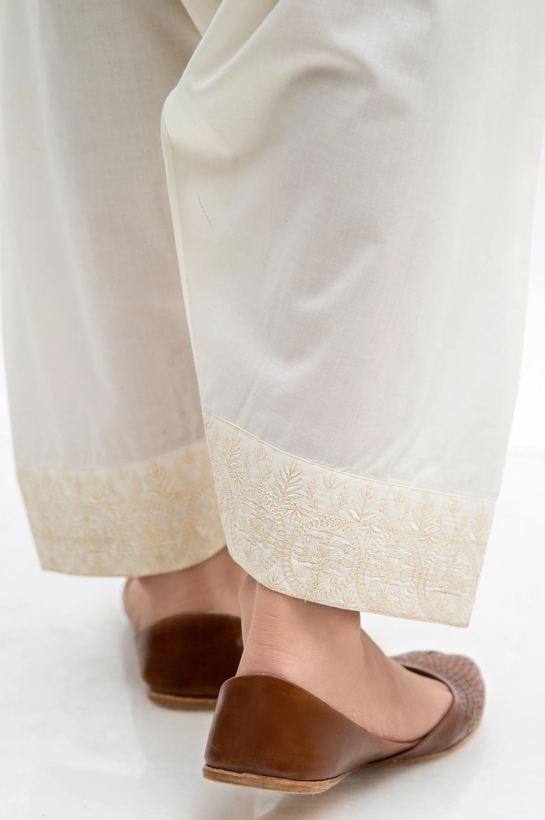 Embroidered Shalwar  - Off-White - Image 2