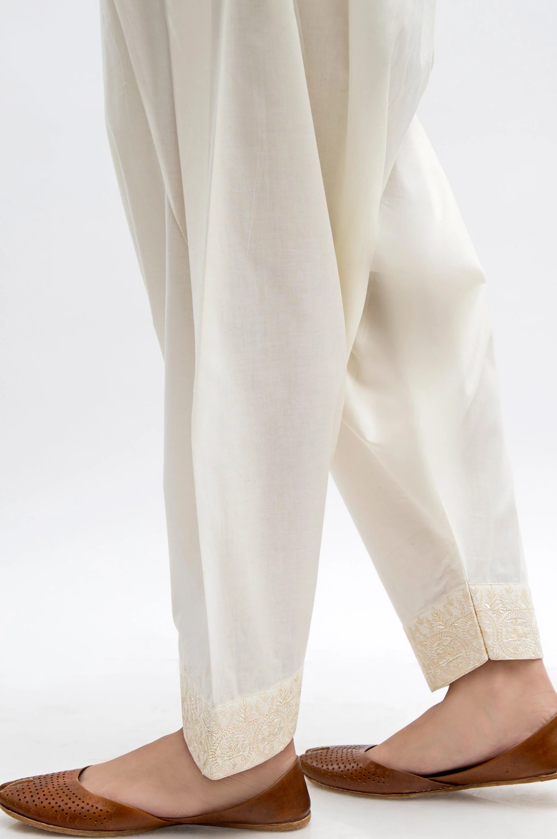 Embroidered Shalwar  - Off-White - Image 3