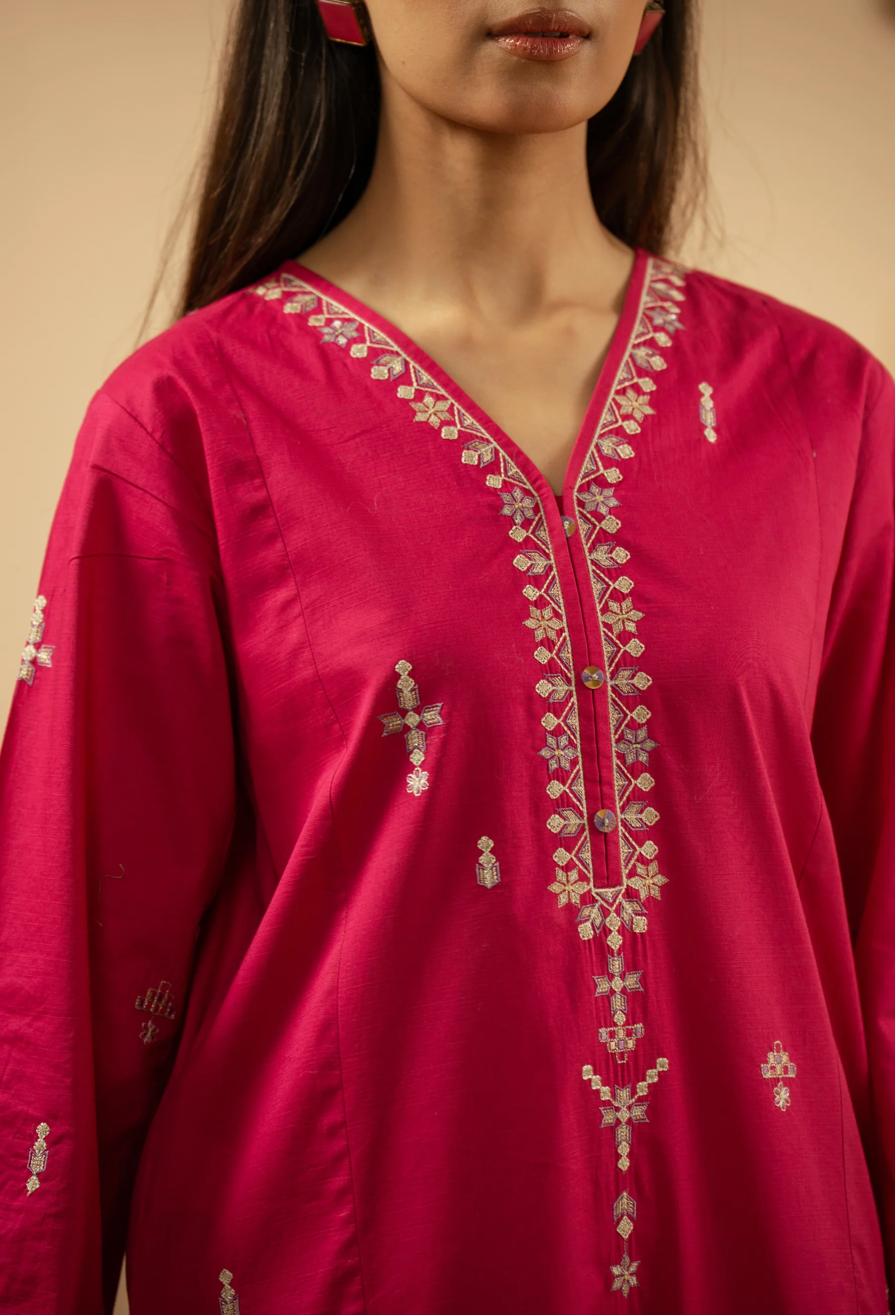 EMBROIDERED SLUB STITCHED SHIRT BOTTOM SUIT - Image 10