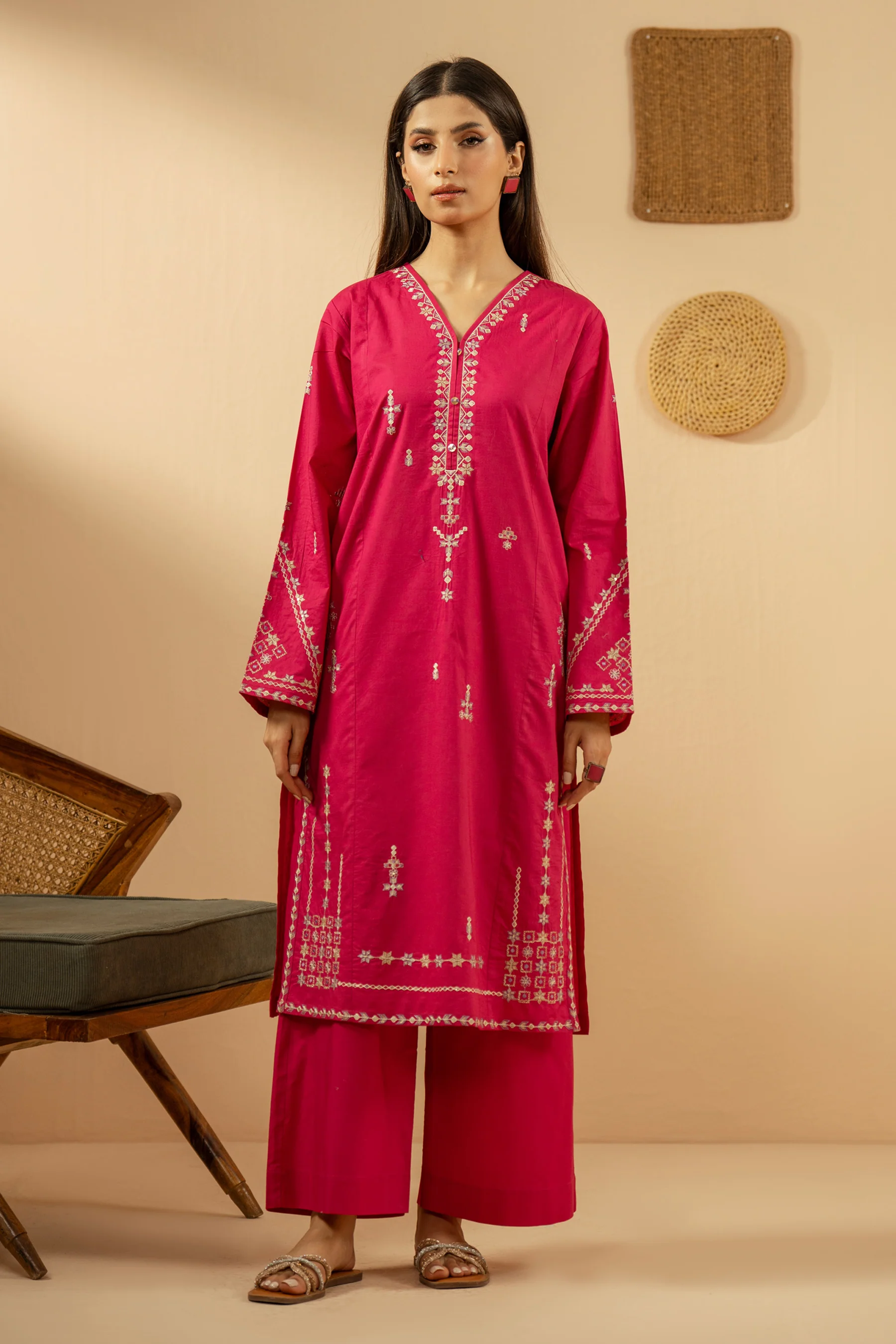 EMBROIDERED SLUB STITCHED SHIRT BOTTOM SUIT - Image 6