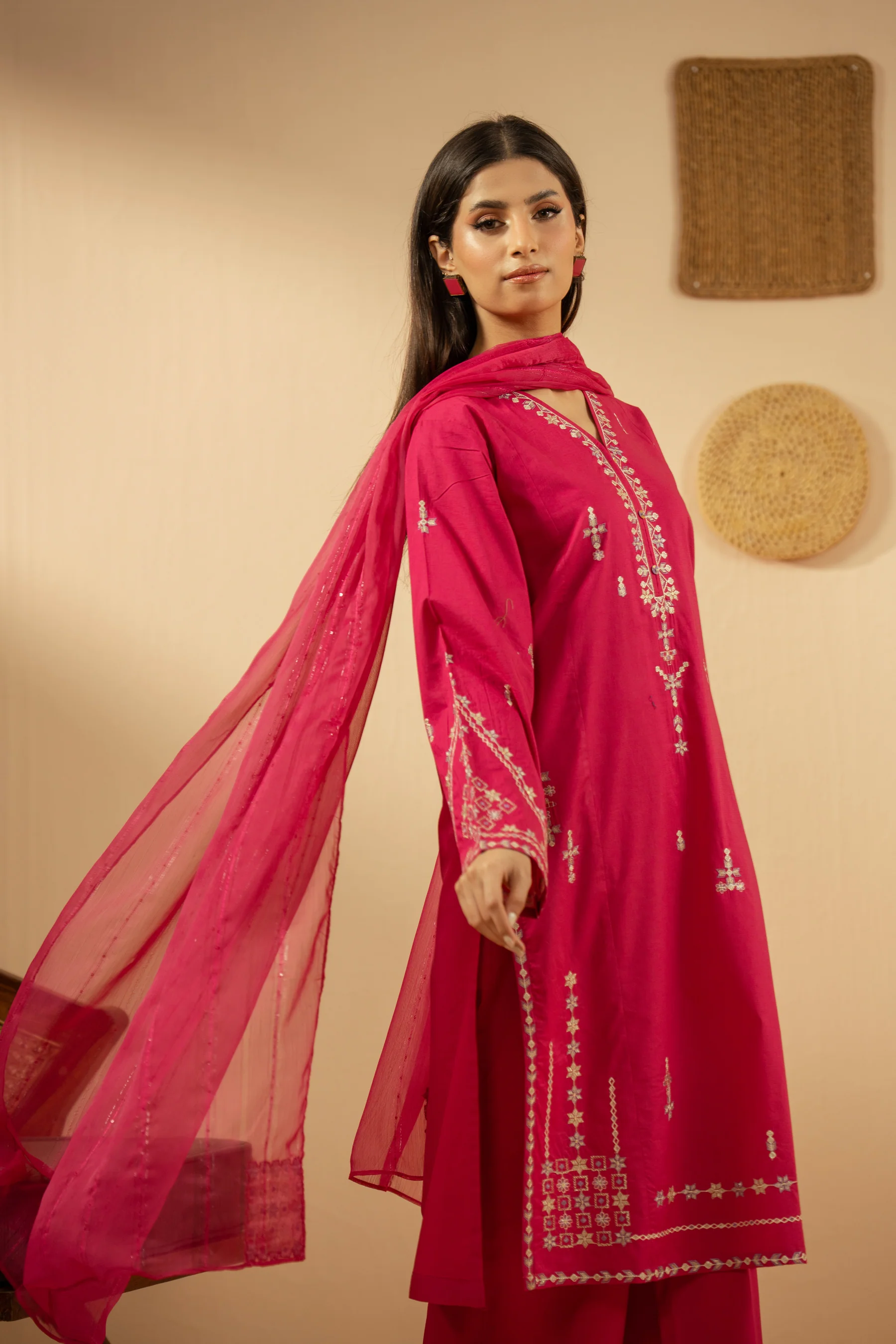 EMBROIDERED SLUB STITCHED SHIRT BOTTOM SUIT - Image 7