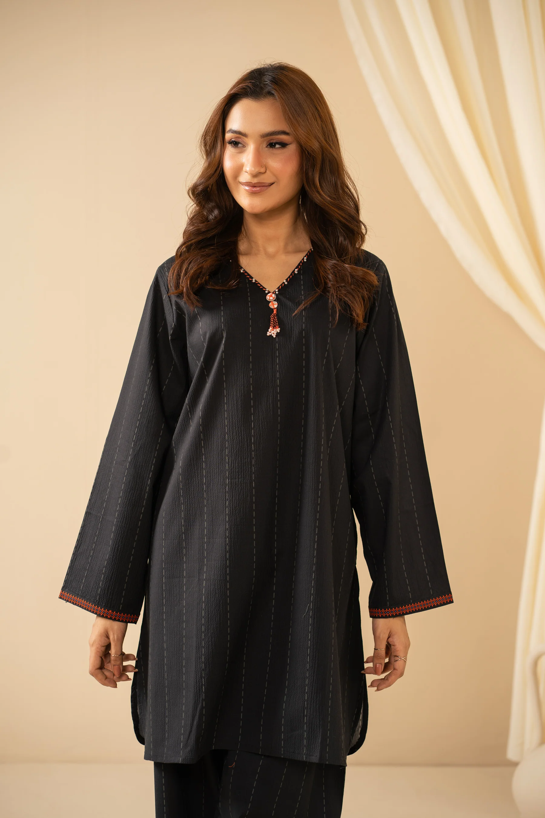 STITCHED EMBROIDERED RIPPLE CRINKLE CO-ORD SET - Image 5