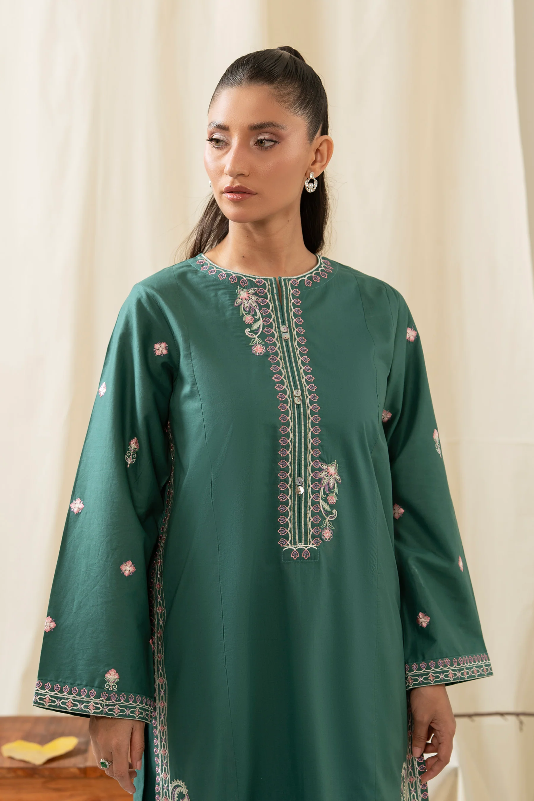 EMBROIDERED TENCEL STITCHED 2 PIECE SUIT - Image 7