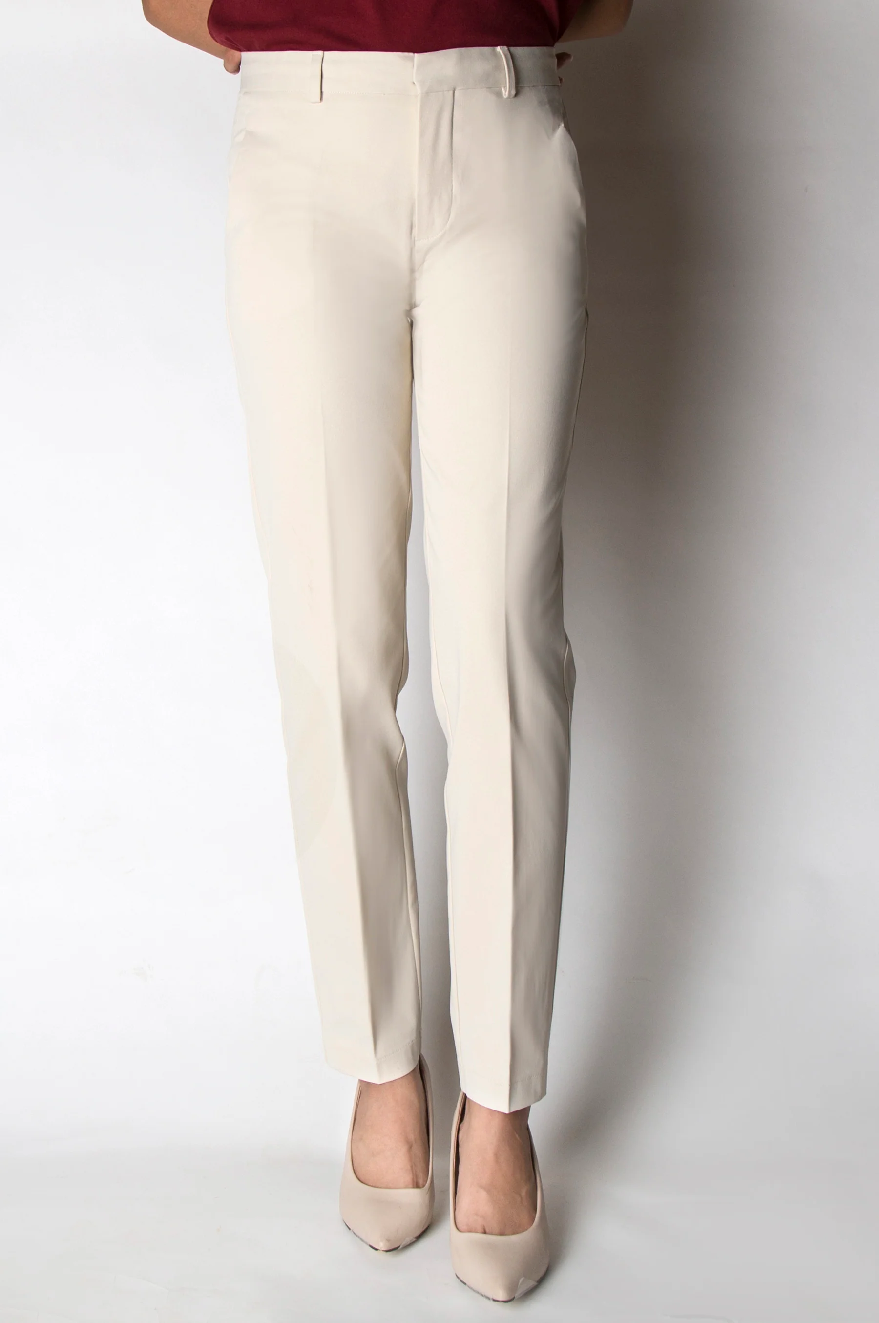 Straight Fit Formal Pants - Beige - Image 2