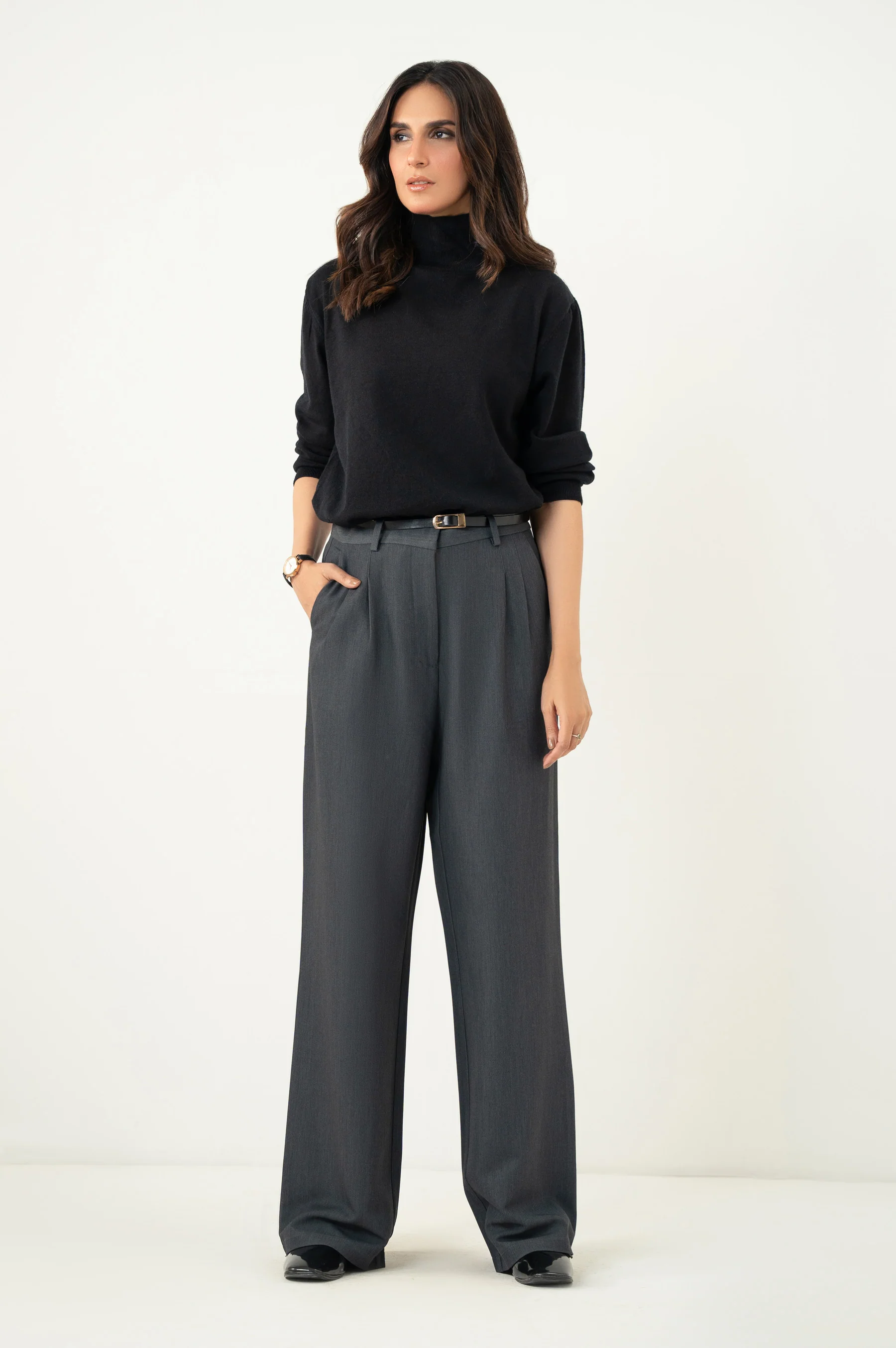Wide Leg Formal Pants - Grey