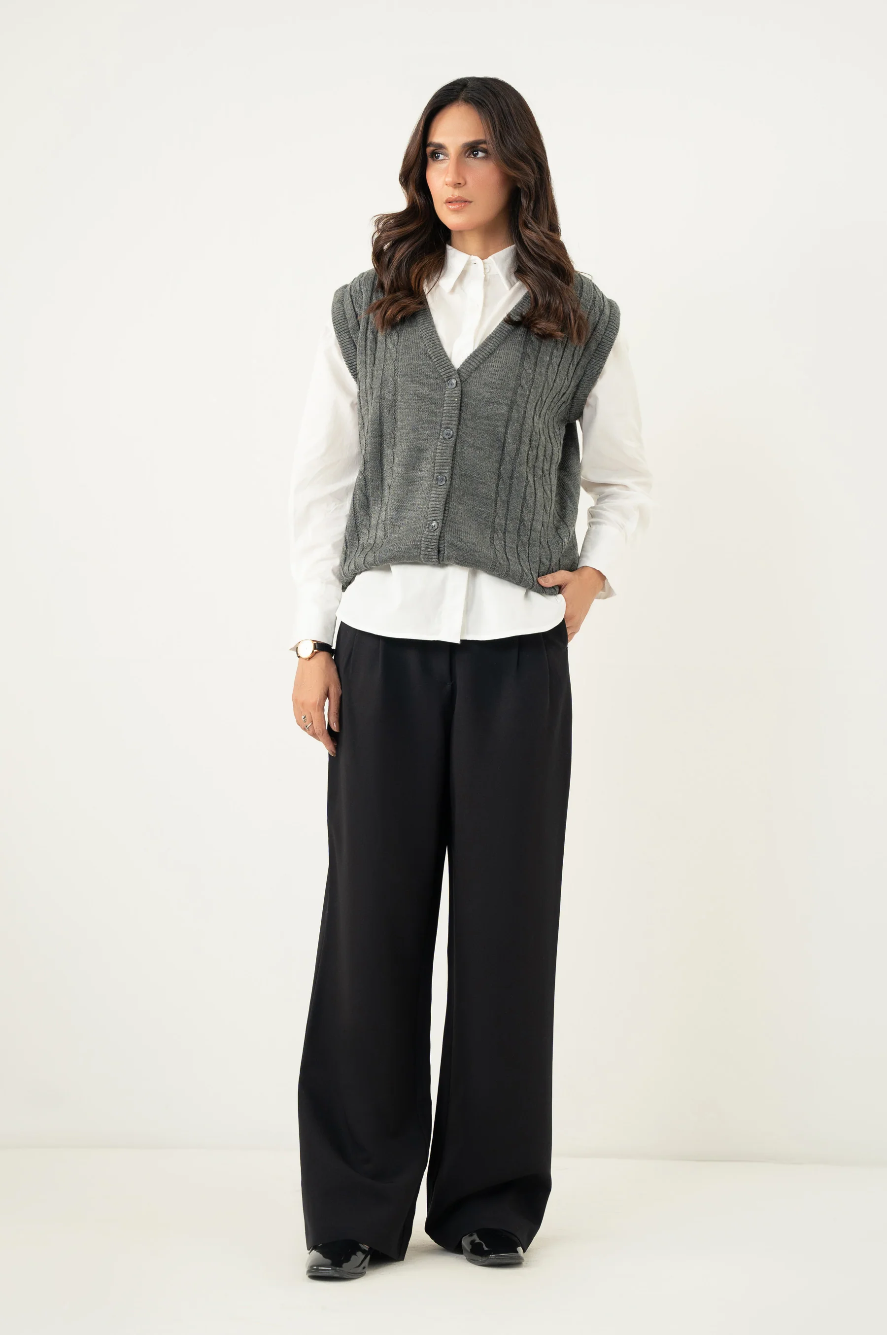 Wide Leg Formal Pants - Black - Image 2