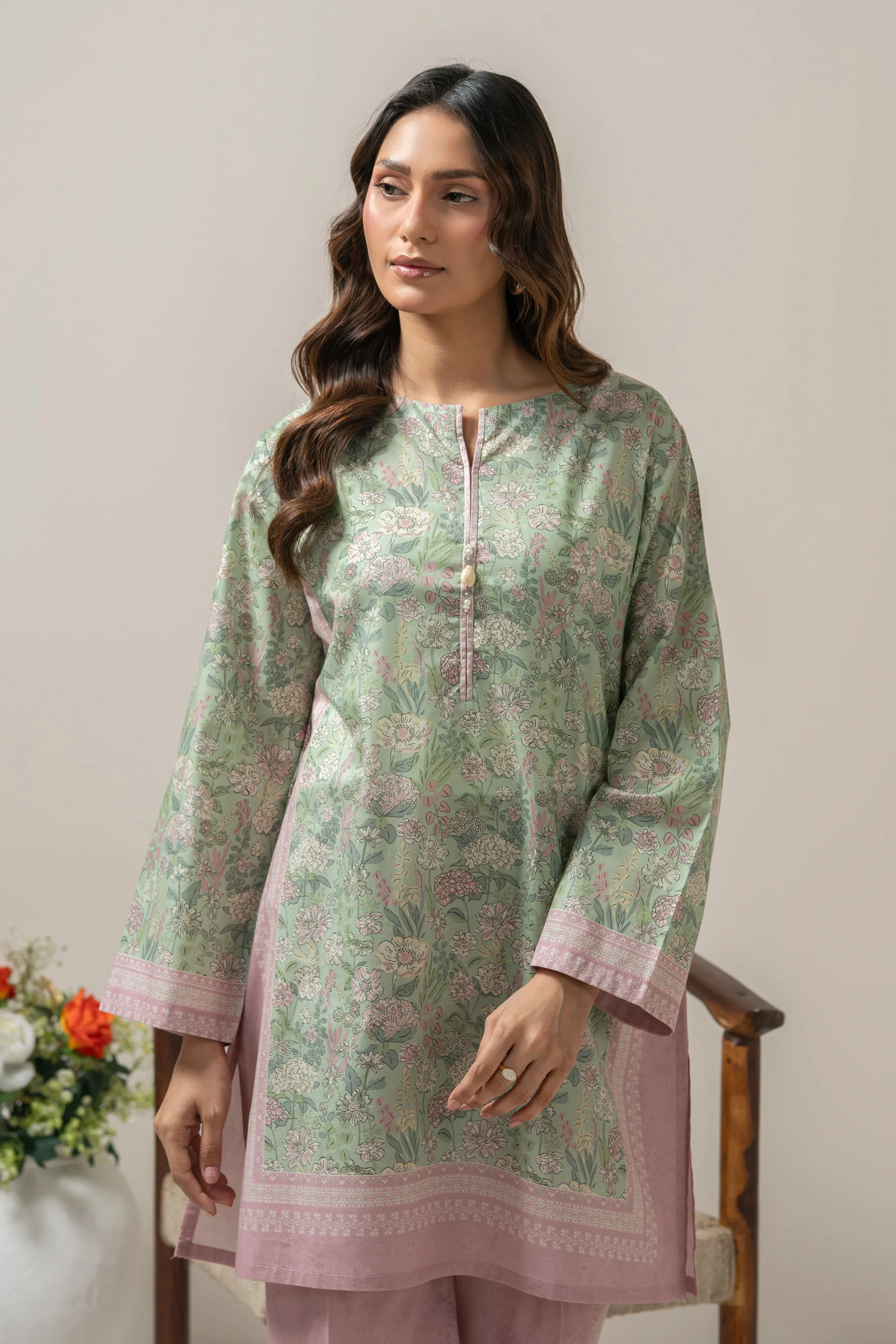 PRINTED CAMBRIC STITCHED SHIRT BOTTOM SUIT - Image 5
