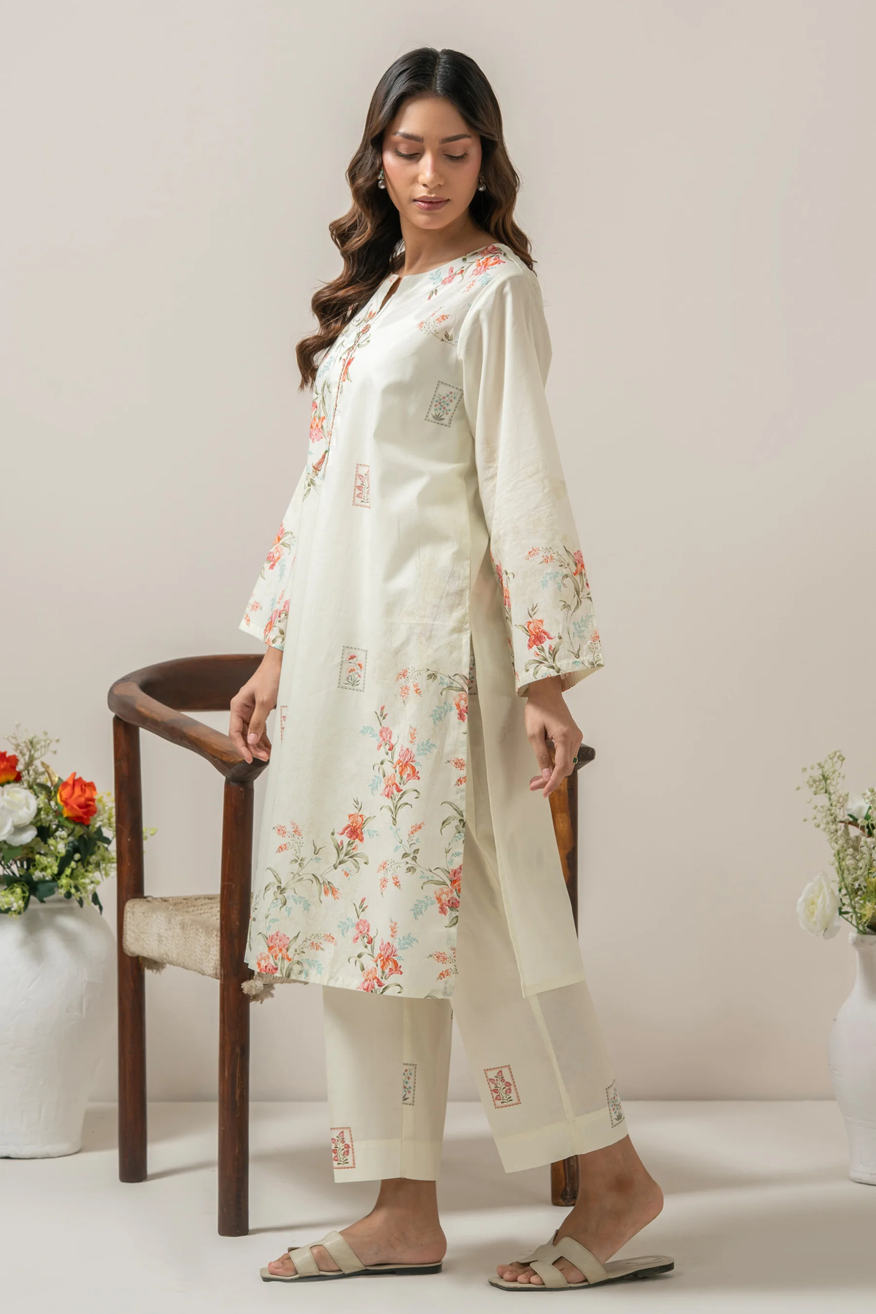 PRINTED CAMBRIC STITCHED SHIRT BOTTOM SUIT - Image 4