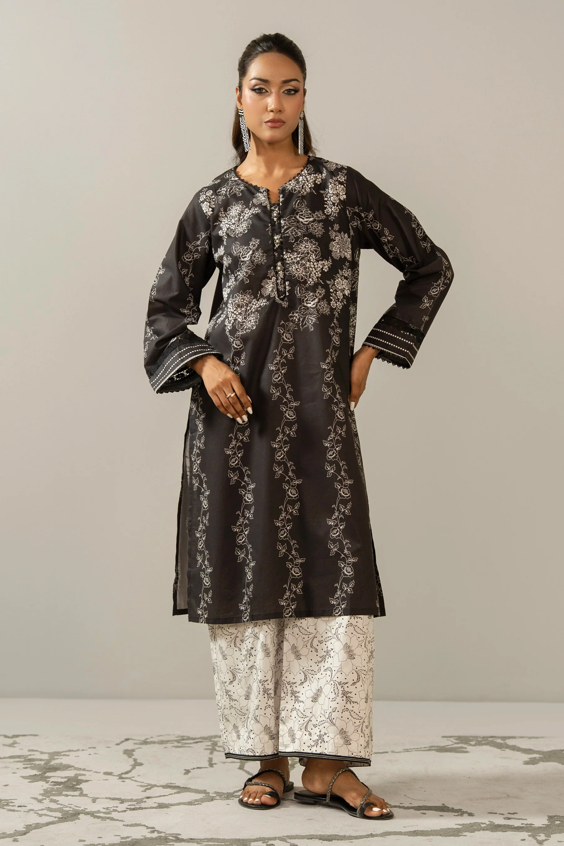 PRINTED CAMBRIC STITCHED SHIRT BOTTOM SUIT