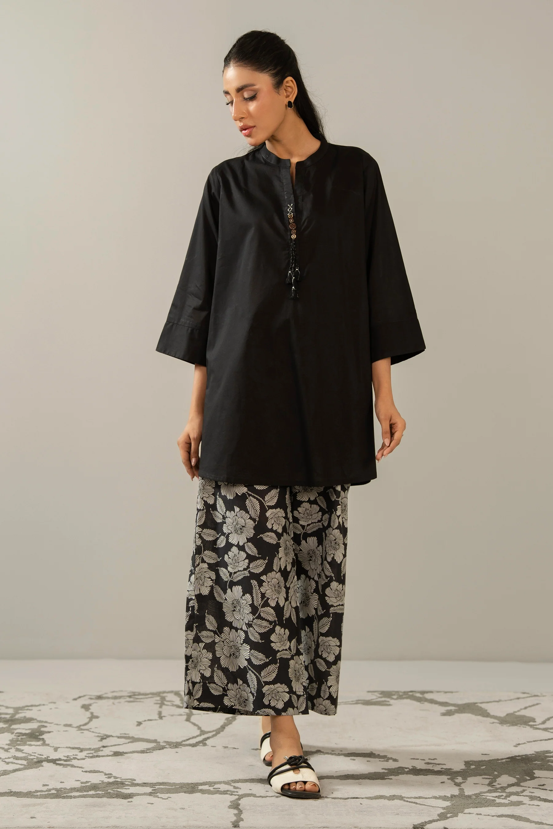 PRINTED CAMBRIC STITCHED SHIRT BOTTOM SUIT