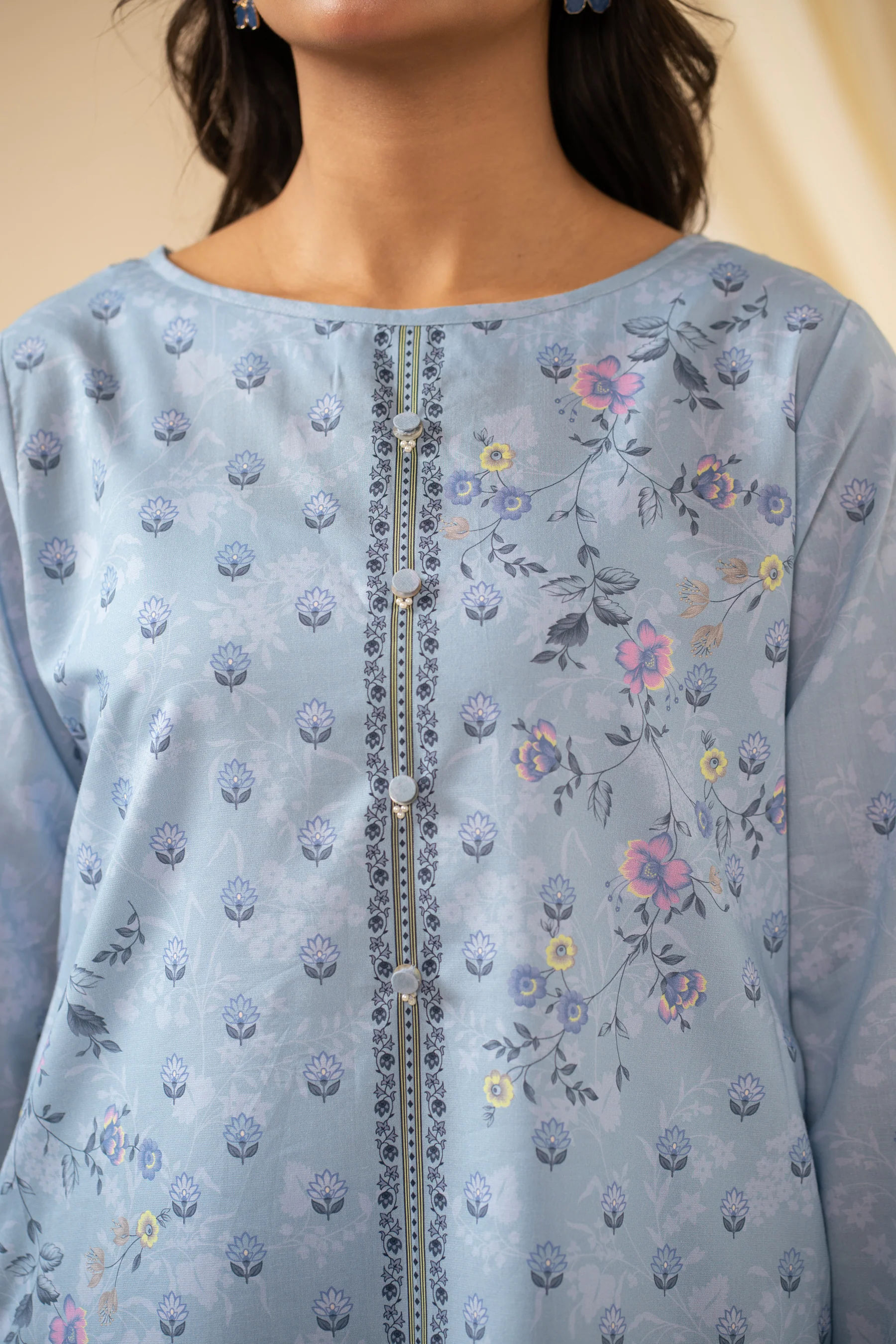 PRINTED COTTON LINEN VISCOSE STITCHED SHIRT - Image 2