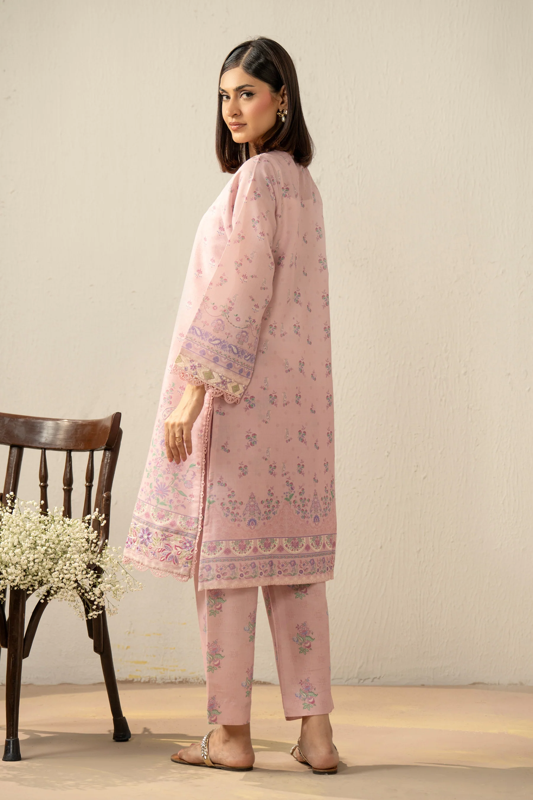 PRINTED EMBROIDERED CAMBRIC ZARI STITCHED SHIRT BOTTOM - Image 4