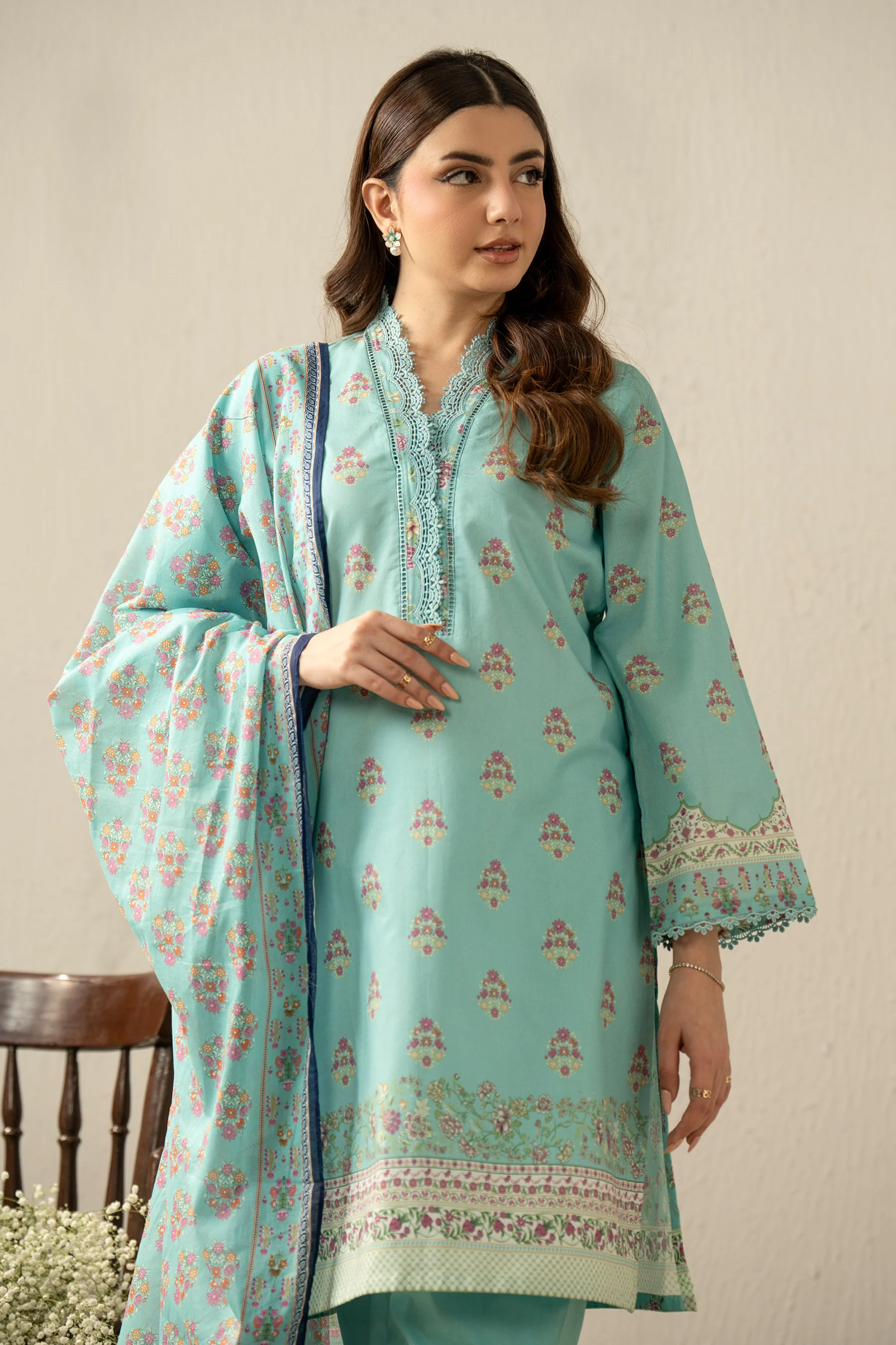 EMBROIDERED LAWN STITCHED 3 PIECE SUIT - Image 2