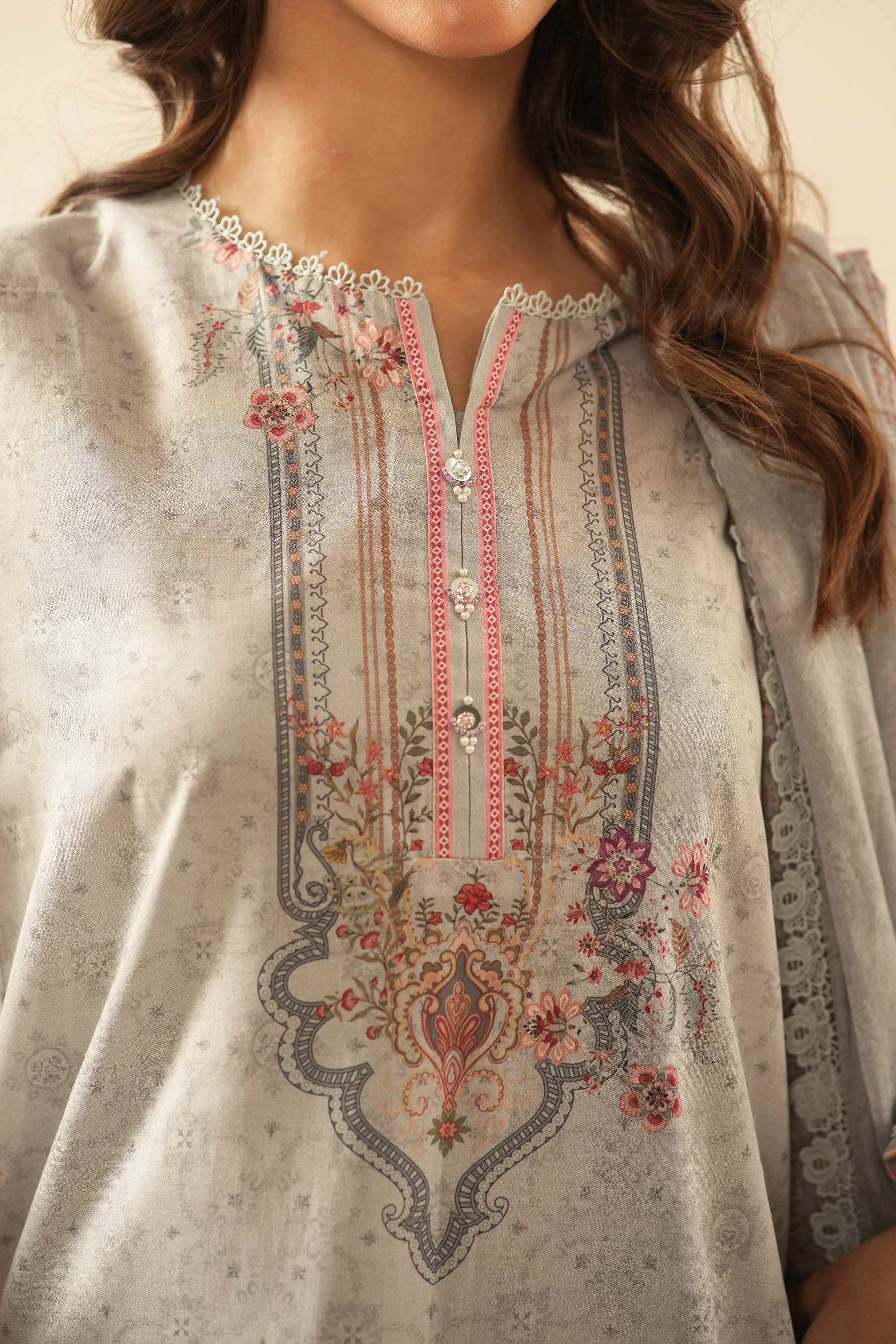 PRINTED LAWN UNSTITCHED 3 PIECE SUIT - Image 6