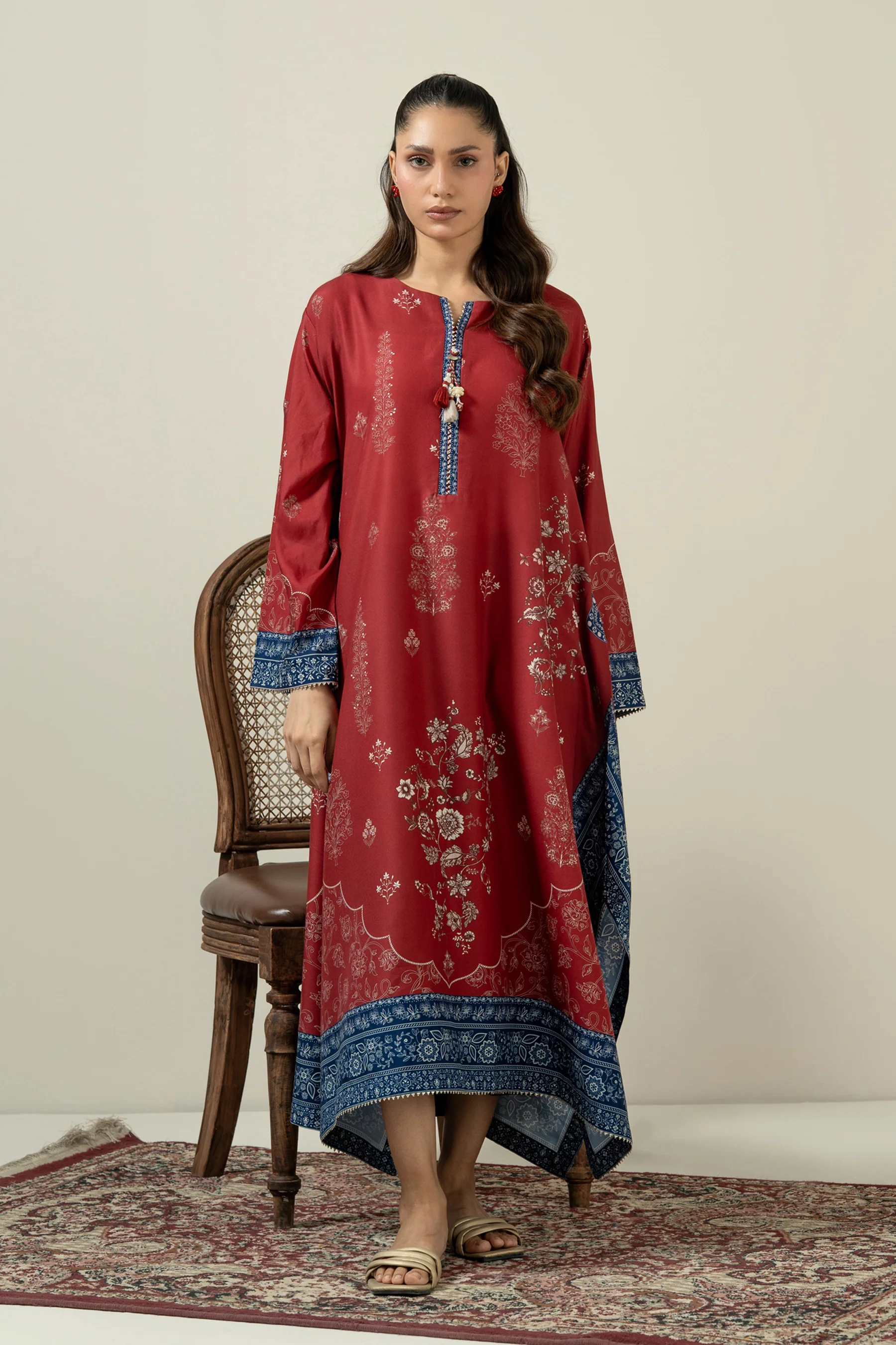 PRINTED POLY CAMBRIC STITCHED KAFTAN