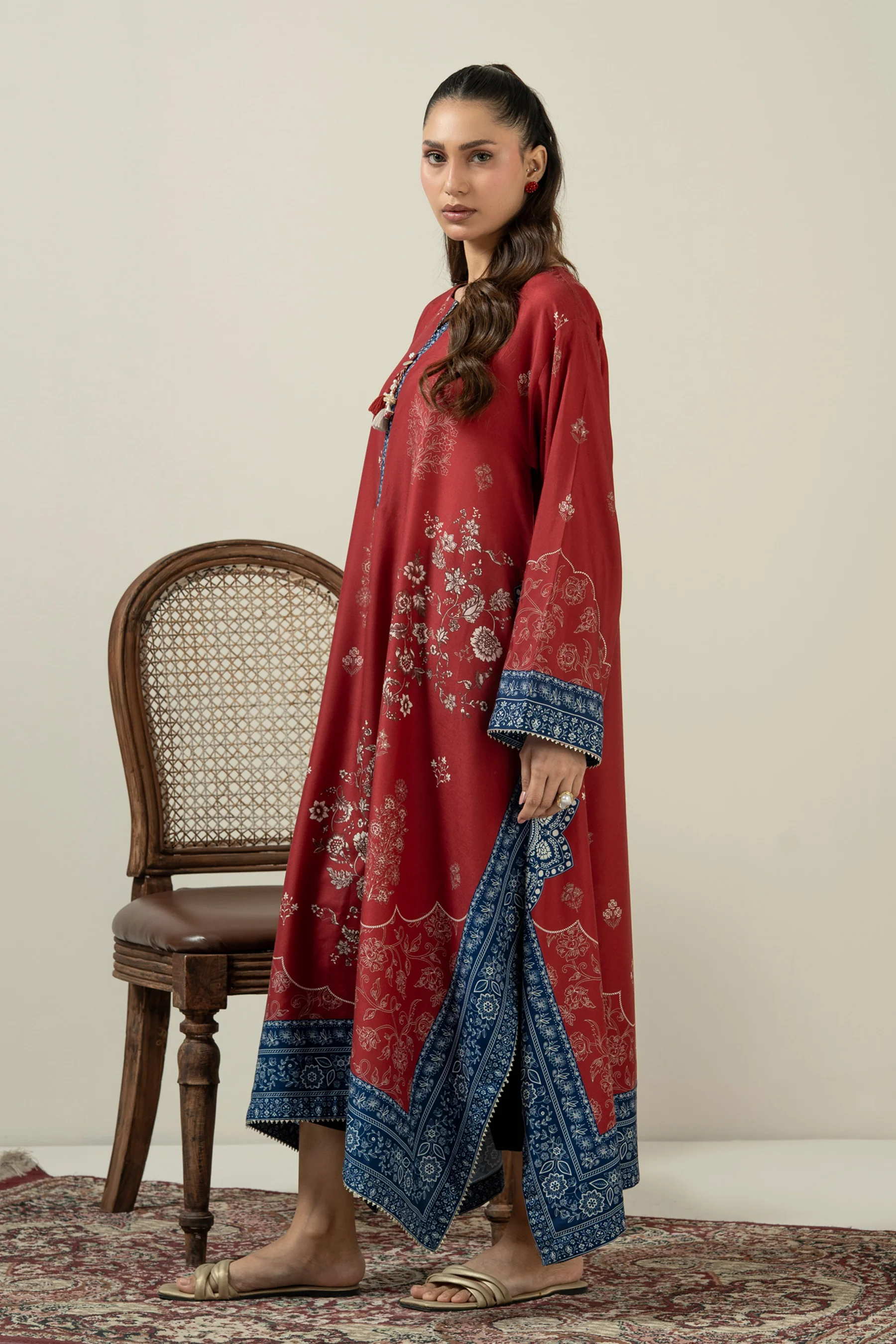 PRINTED POLY CAMBRIC STITCHED KAFTAN - Image 4