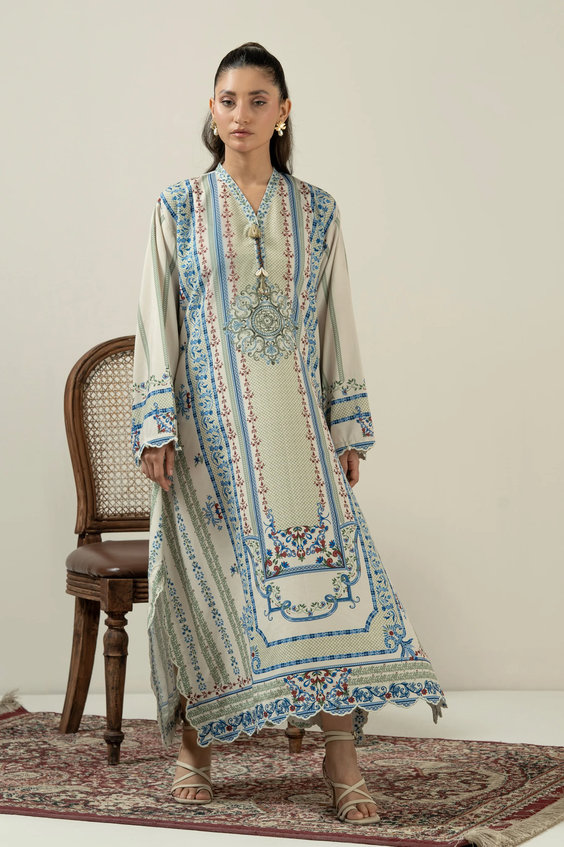 PRINTED POLY CAMBRIC STITCHED KAFTAN - Image 3