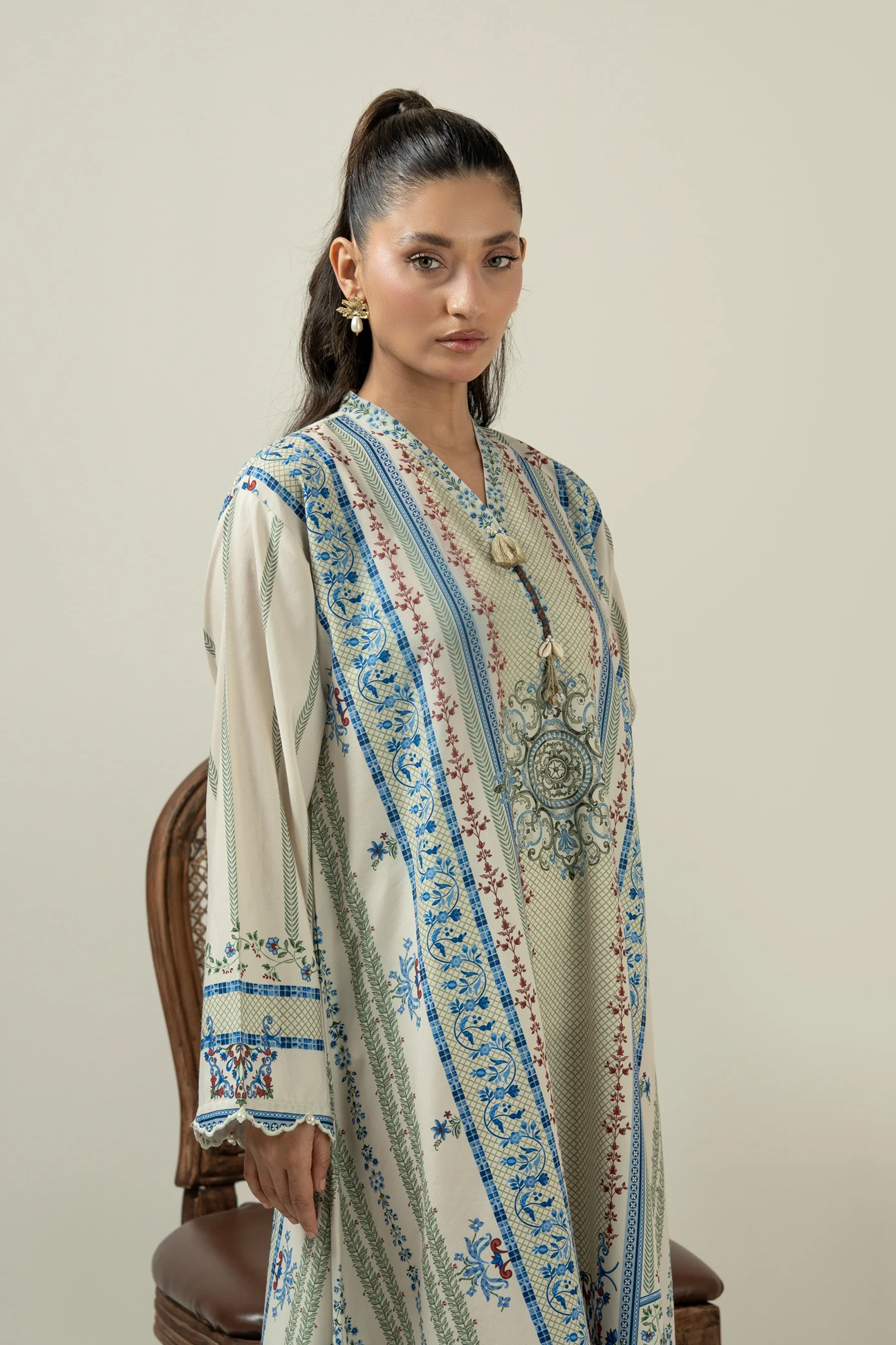 PRINTED POLY CAMBRIC STITCHED KAFTAN - Image 5