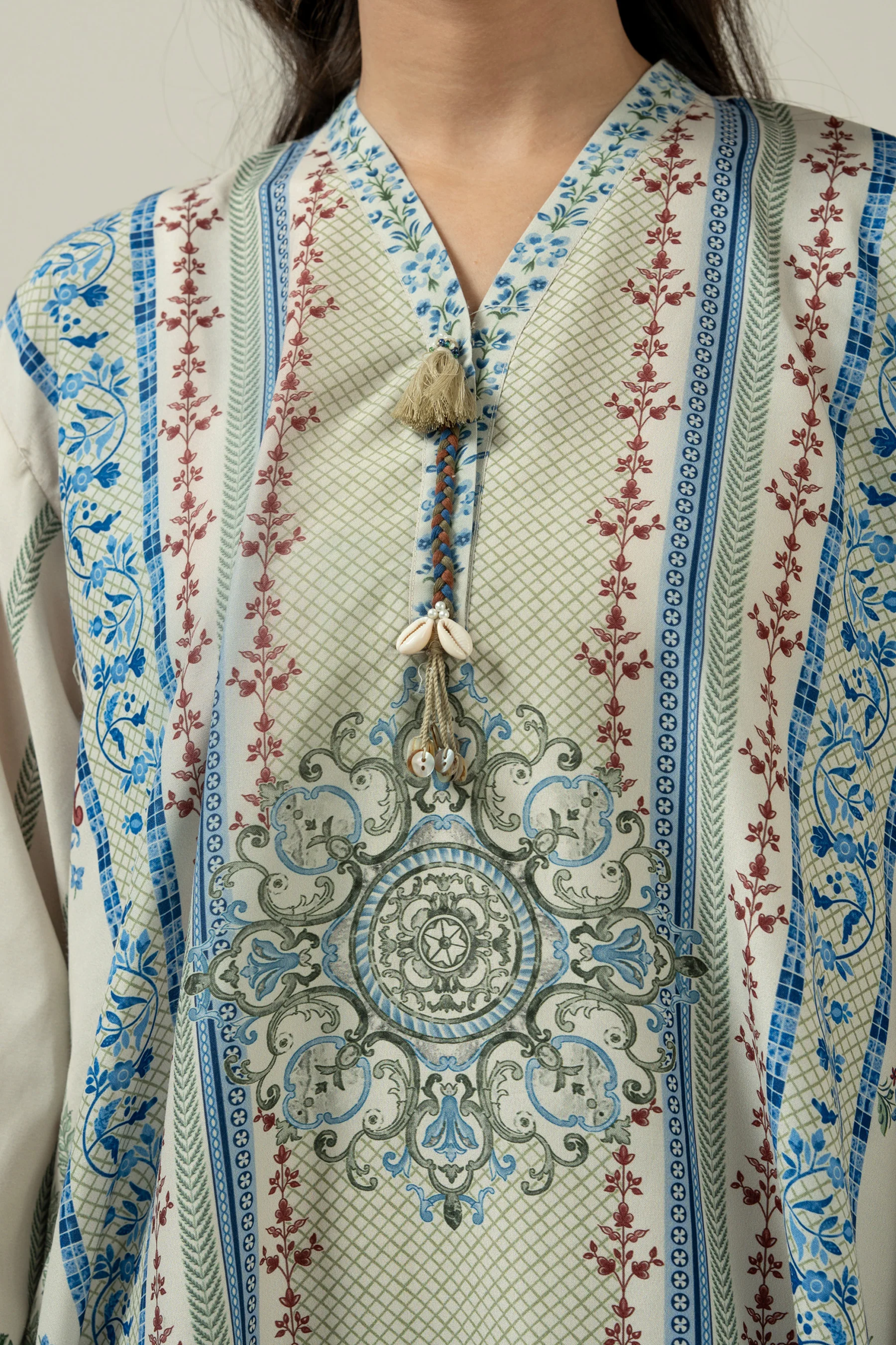 PRINTED POLY CAMBRIC STITCHED KAFTAN - Image 7