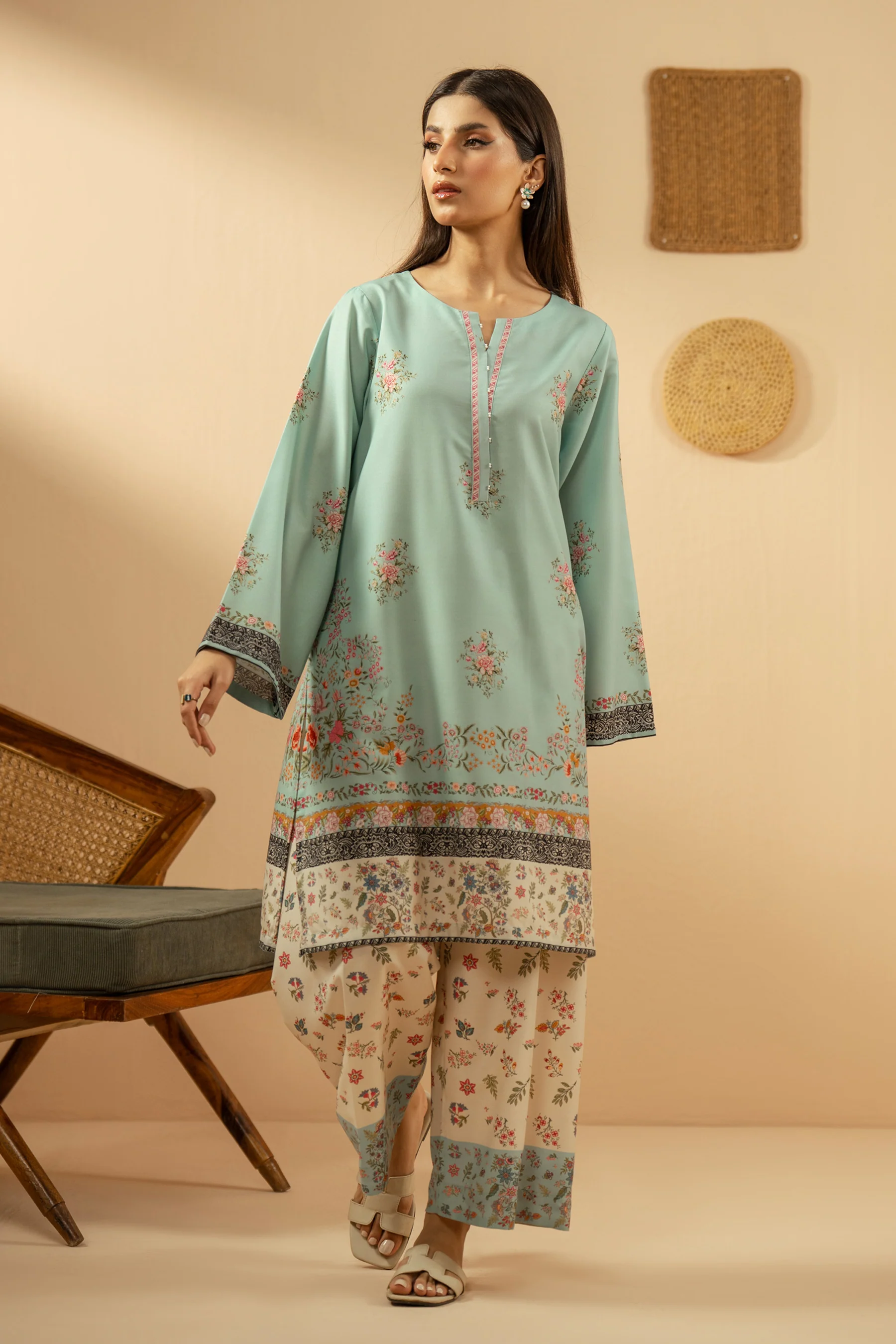 PRINTED POLY CAMBRIC STITCHED 2 PIECE SUIT - Image 5