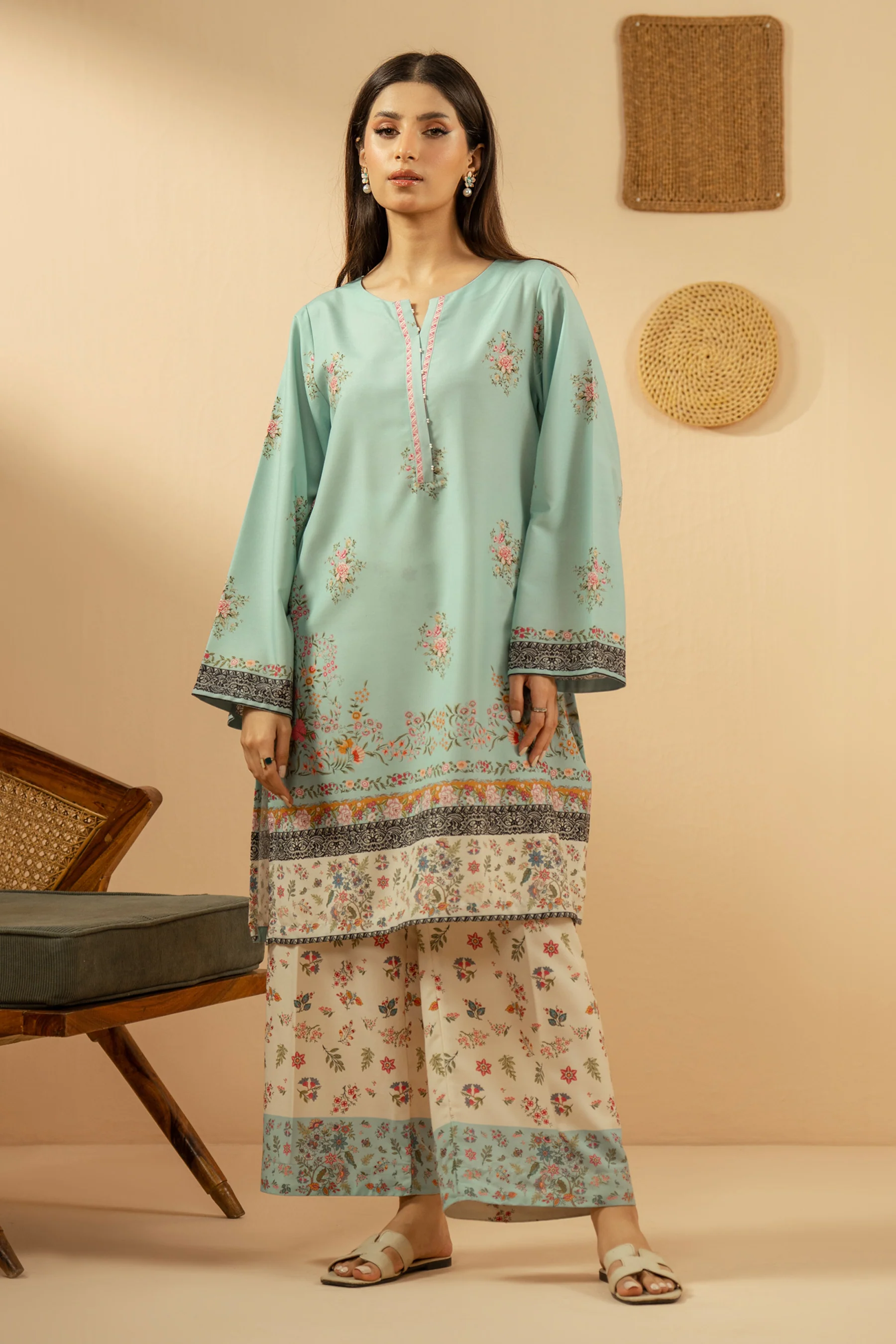PRINTED POLY CAMBRIC STITCHED 2 PIECE SUIT - Image 8