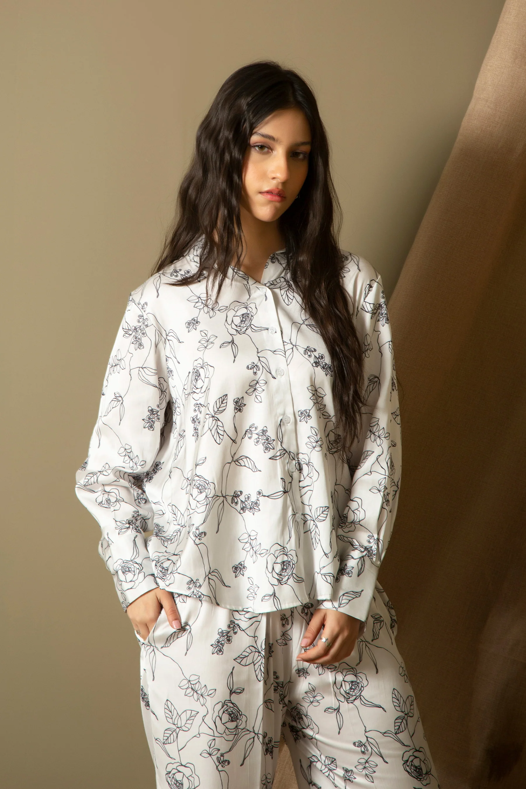 PRINTED SATIN SILK CO-ORD SET - Image 2