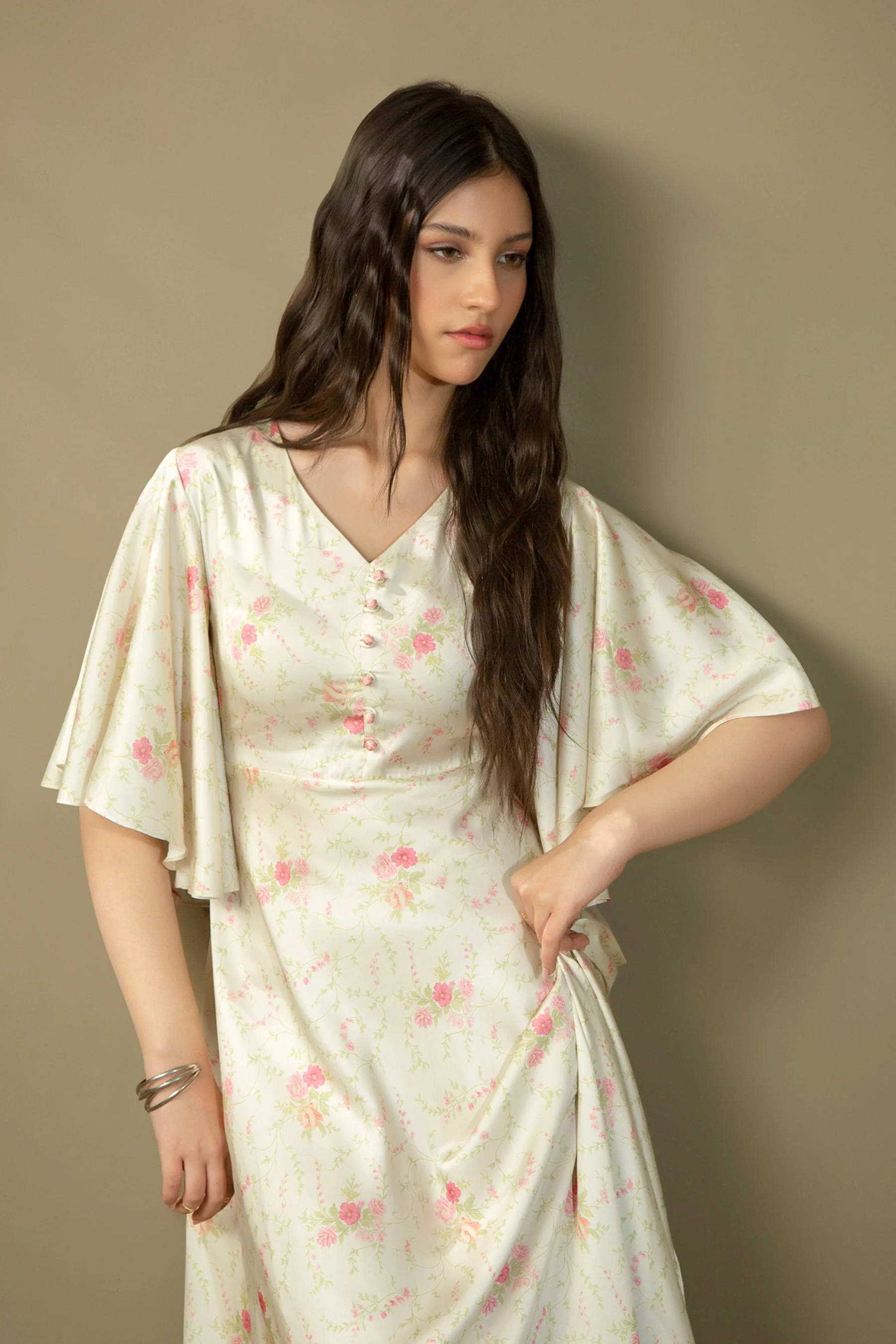 PRINTED SATIN SILK DRESS - Image 2