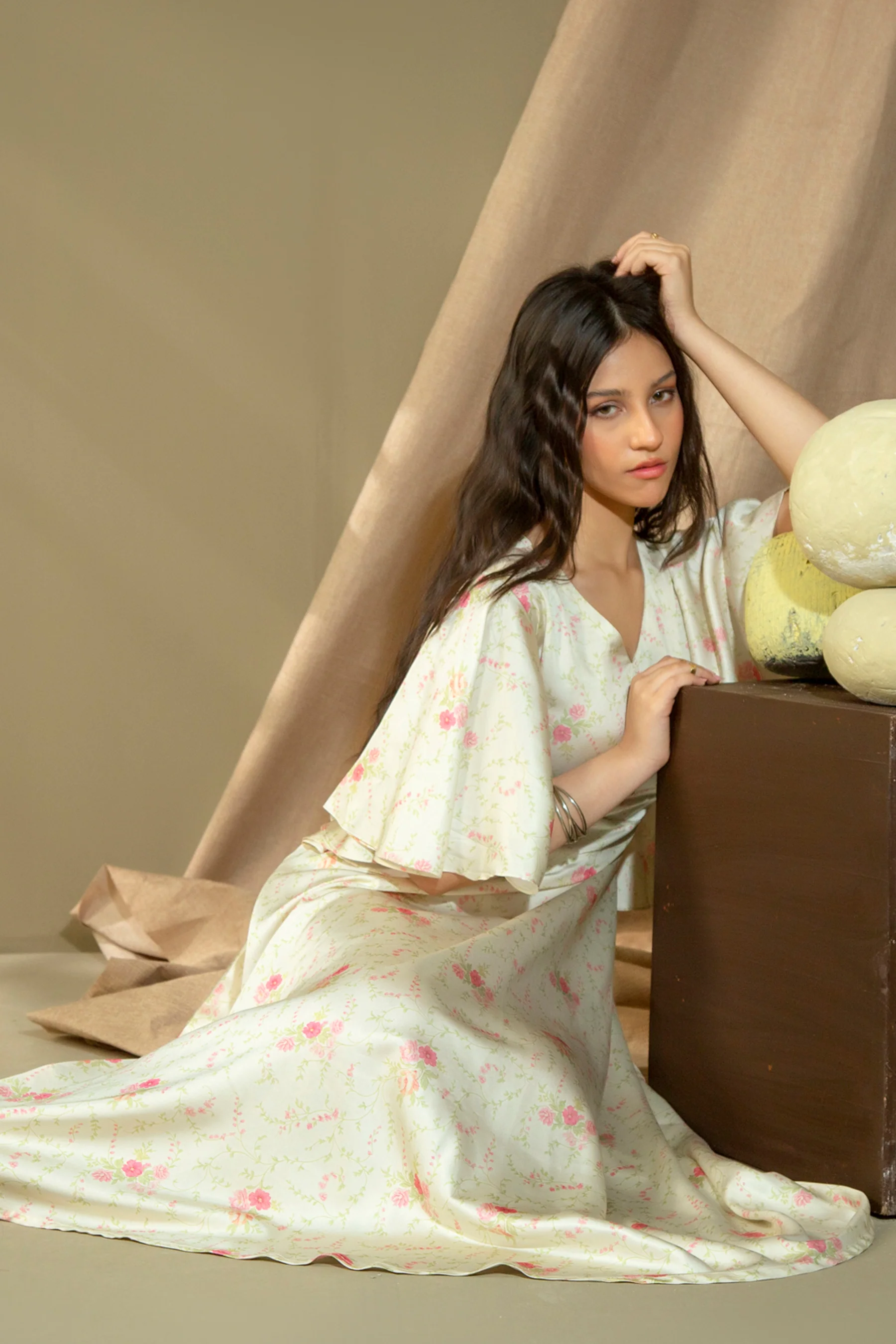 PRINTED SATIN SILK DRESS - Image 3