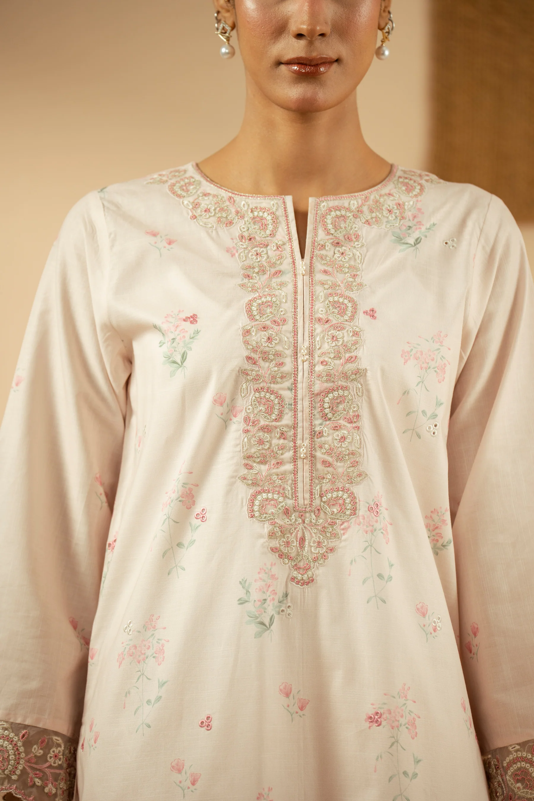 PRINTED SLUB STITCHED 3 PIECE SUIT - Image 2