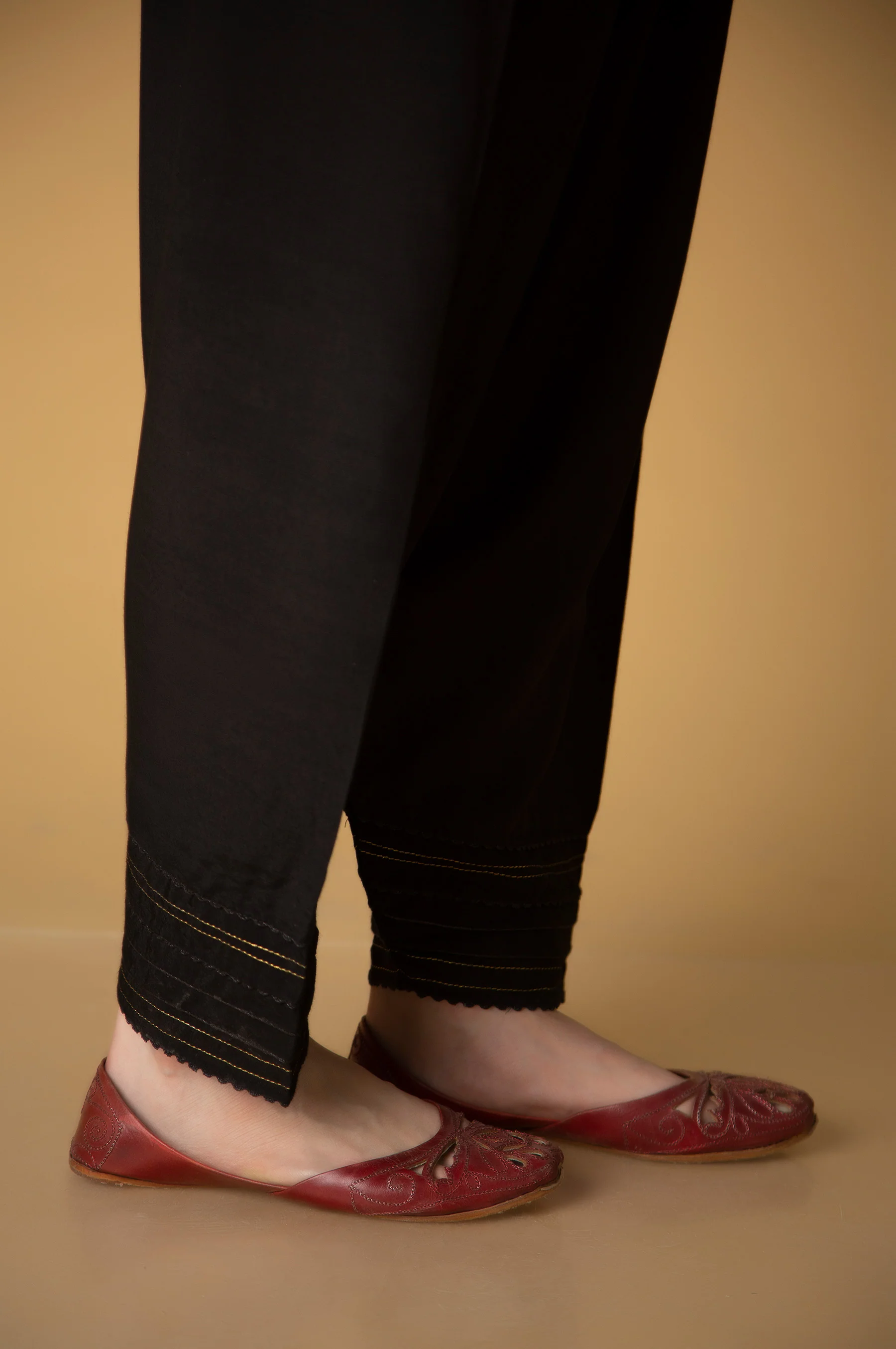 Embellished Rawsilk Shalwar - Black - Image 2