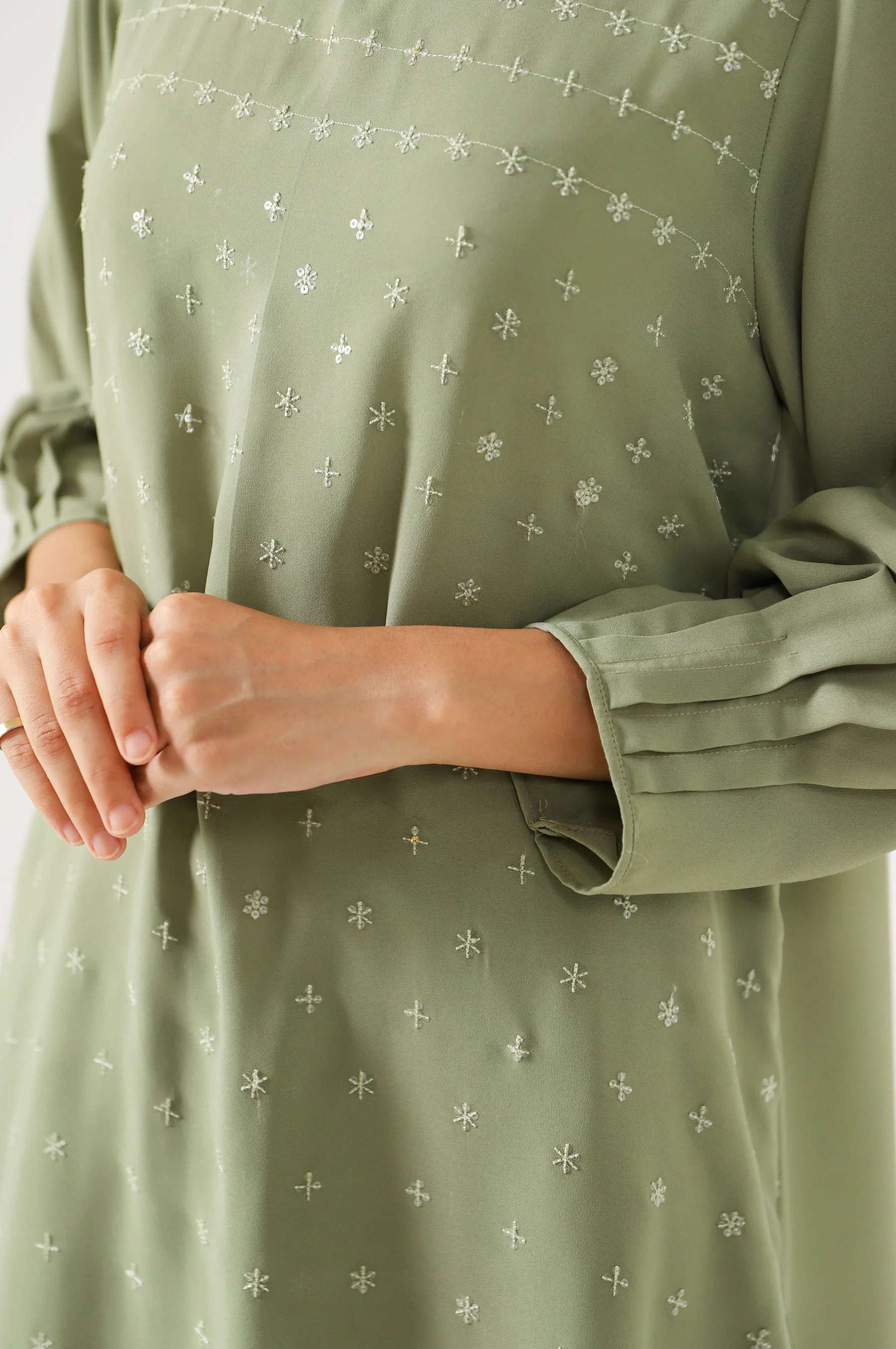 Stitched 2 Piece Embroidered Crepe Suit - Image 6