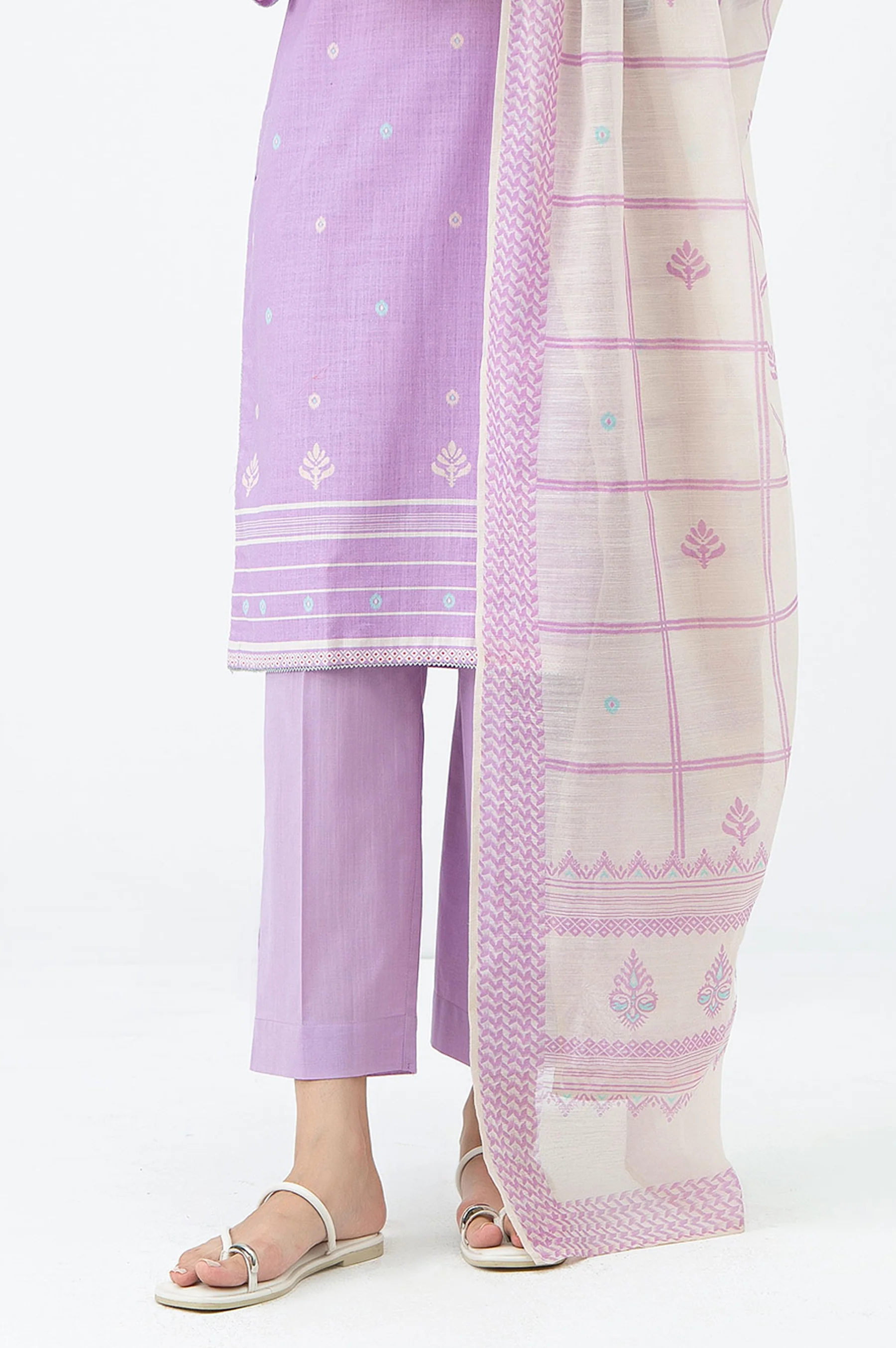 STITCHED EMBROIDERED CAMBRIC SUIT