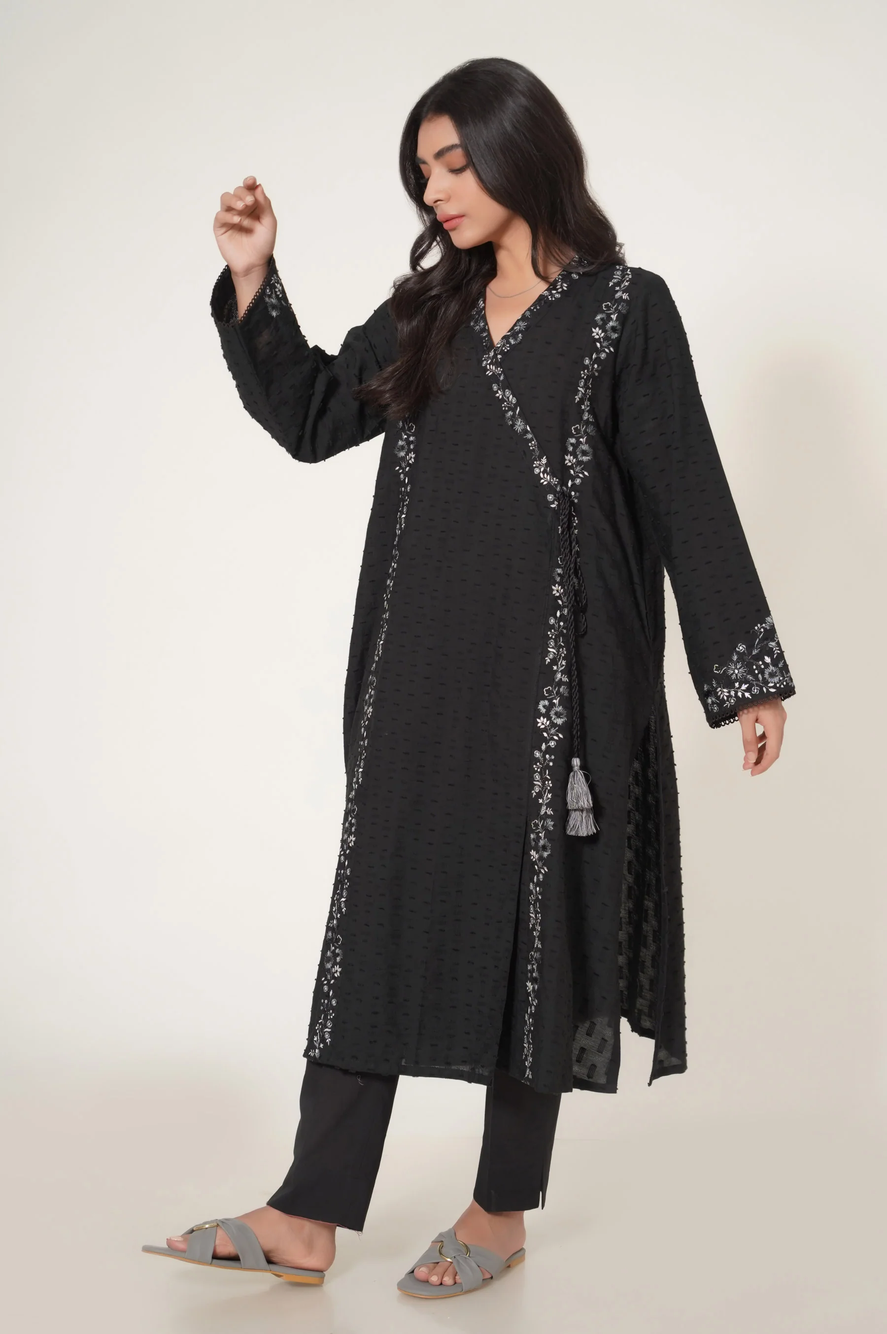 Stitched 1 Piece Brochia Jacquard Shirt - Image 5