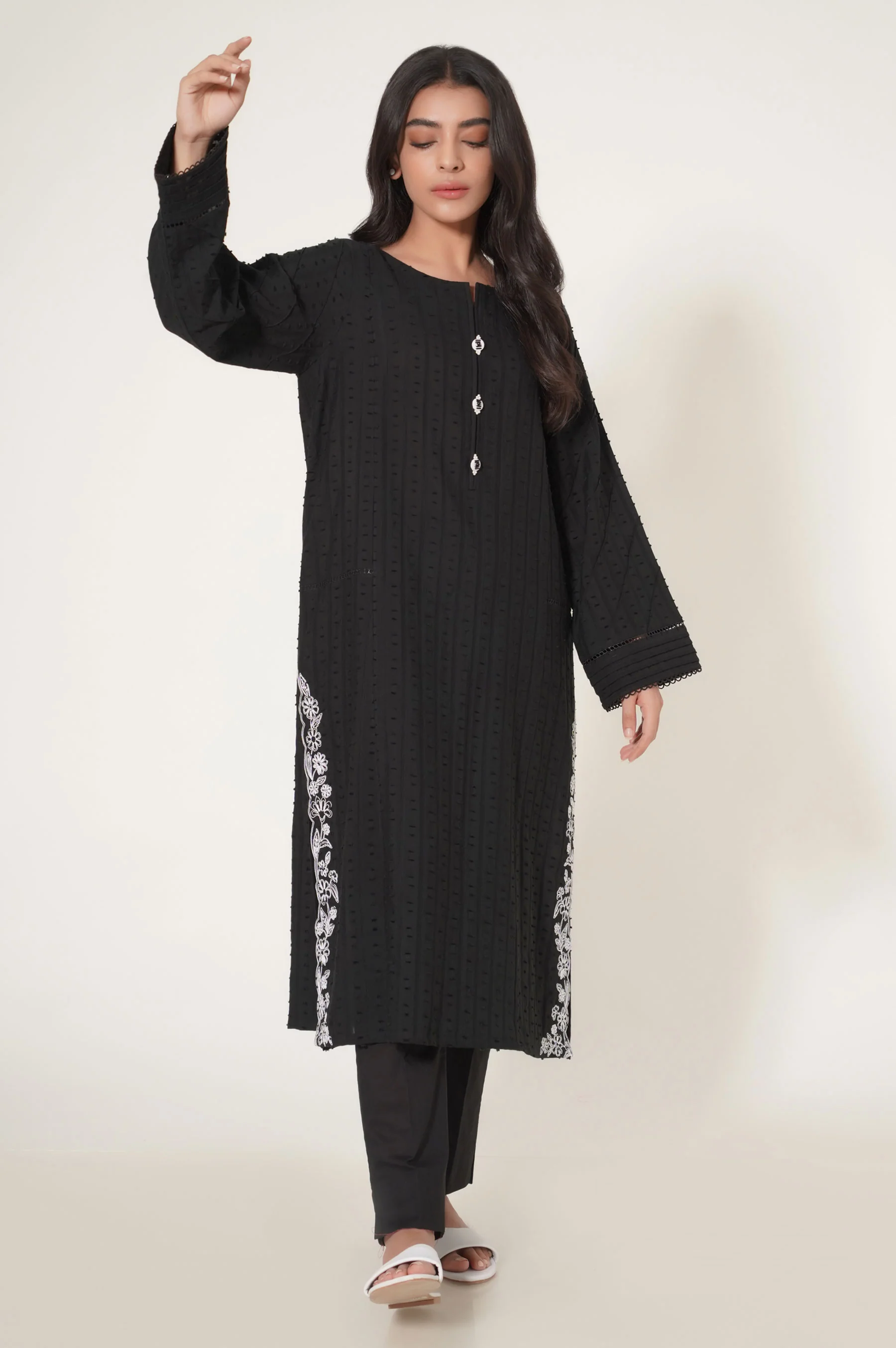 Stitched 1 Piece Brochia Jacquard Shirt - Image 2